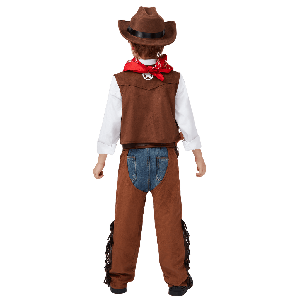 Joyfy Halloween Cowboy Costume for Boys, Kids Cowboy Costume Set, Brown Western Style Cowboy Outfit with Cowboy Hat for Toddler Dress-up Party Cosplay