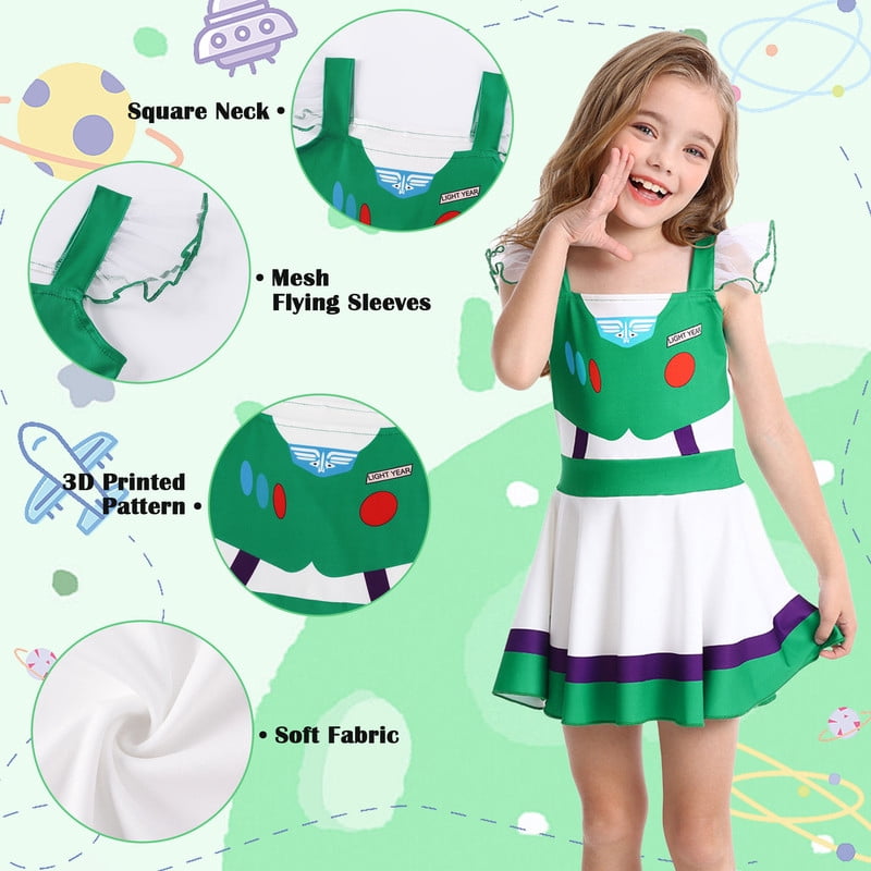 Benylion Cowgirl Costume for Girl Summer Dress Western Dress Up Outfit for Kids Halloween Cosplay Party Dresses Ruffle Sleeve for 5-6 Years