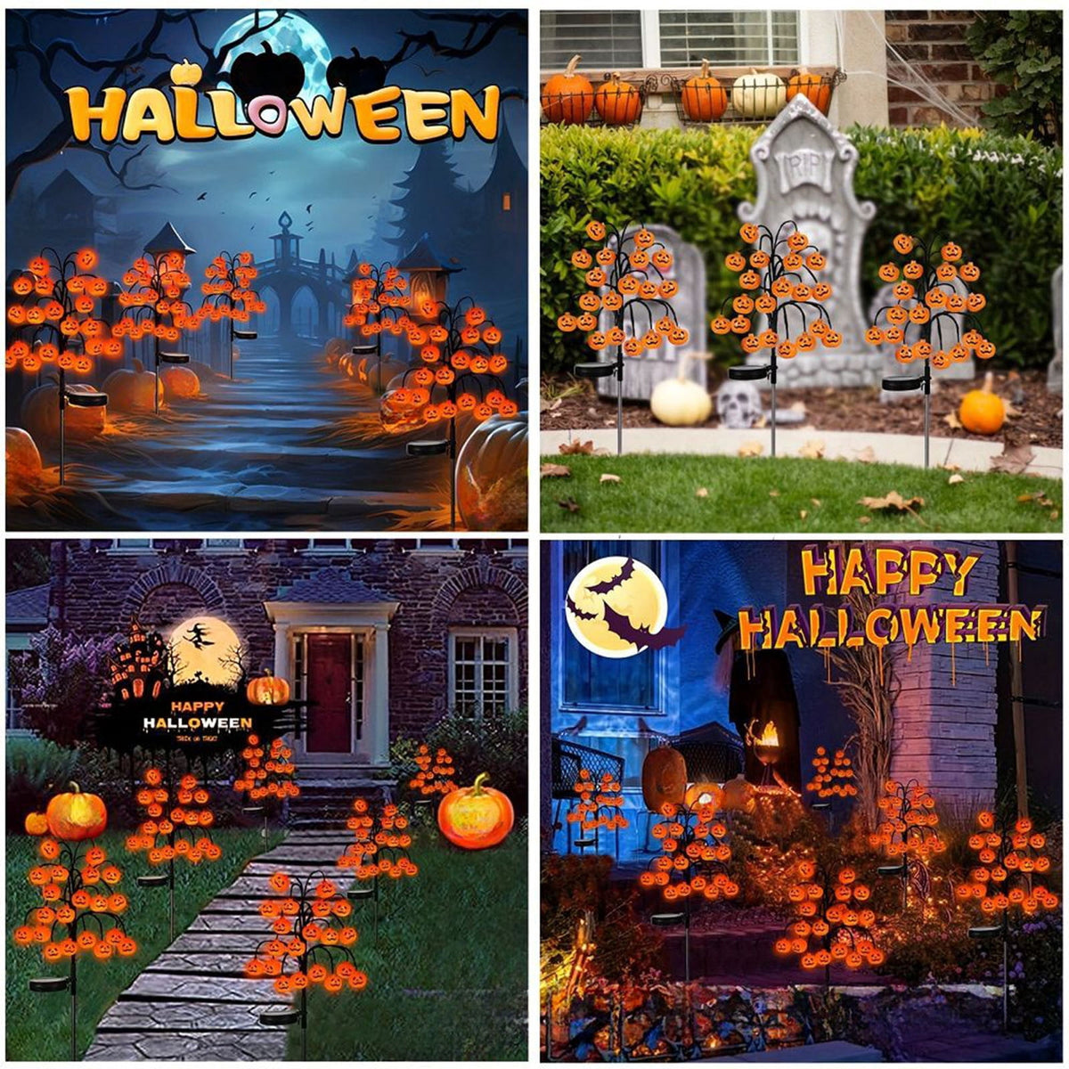 20 Pack Solar Halloween Lights Outdoor, Waterproof LED Pumpkin Pathway Garden Stake Lights for Yard Walkway Fall Decoration, Orange