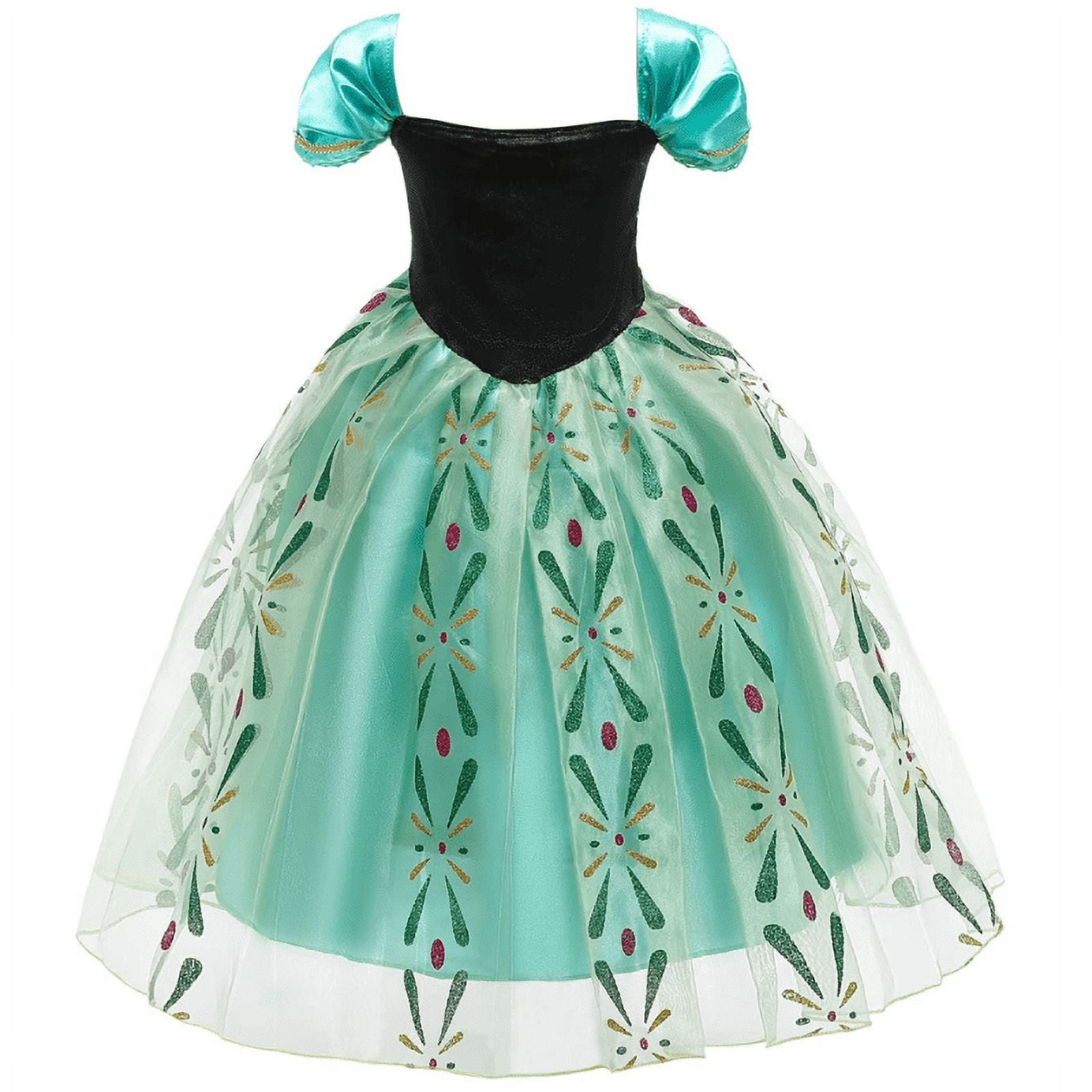 Jurebecia Princess Dress Snow Queen Costume for Girls Birthday Party Halloween Christmas Cosplay Outfit Toddler Kids 120 cm 5-6 Years