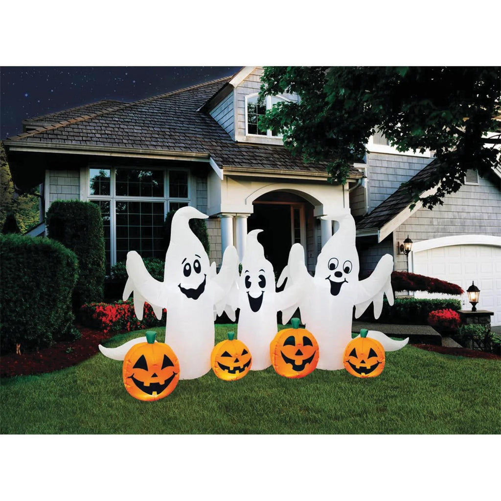 Halloween Express 8 ft Inflatable Ghosts with Pumpkin Decoration