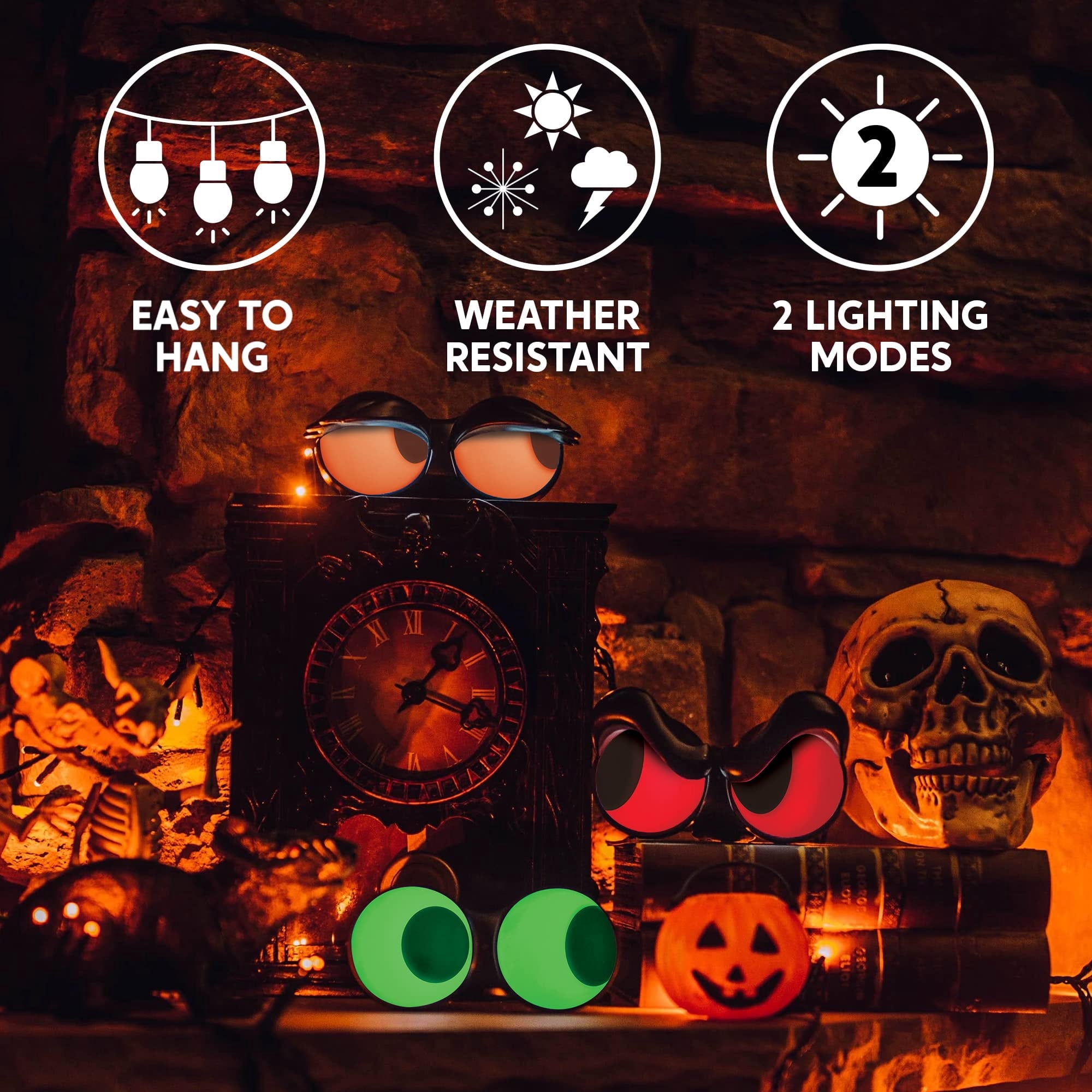 Joyfy 3 Packs Halloween Animated Flashing Peeping Eyes Lights Decorations Outdoor Indoor, Halloween Light Decorations with Timer, Hangable Halloween Light Decorations for Car Yard Lawn Garden