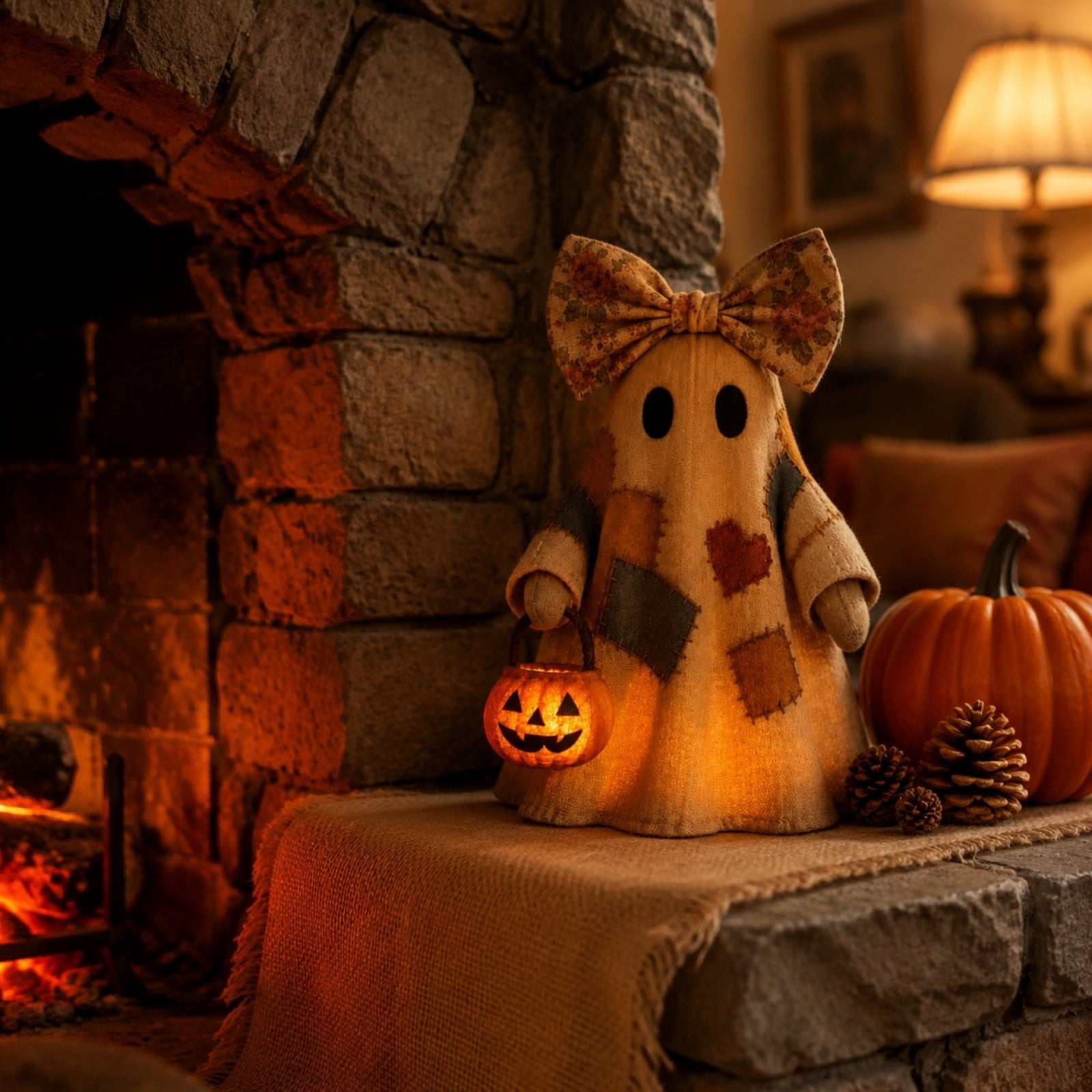 Fwttom Ghost Night Light, Halloween Lights Cute Ghost Reading Book Lamp, Halloween Decorations Indoor Light Up Ghost Statue Ghost Light for House Mantel Bedside