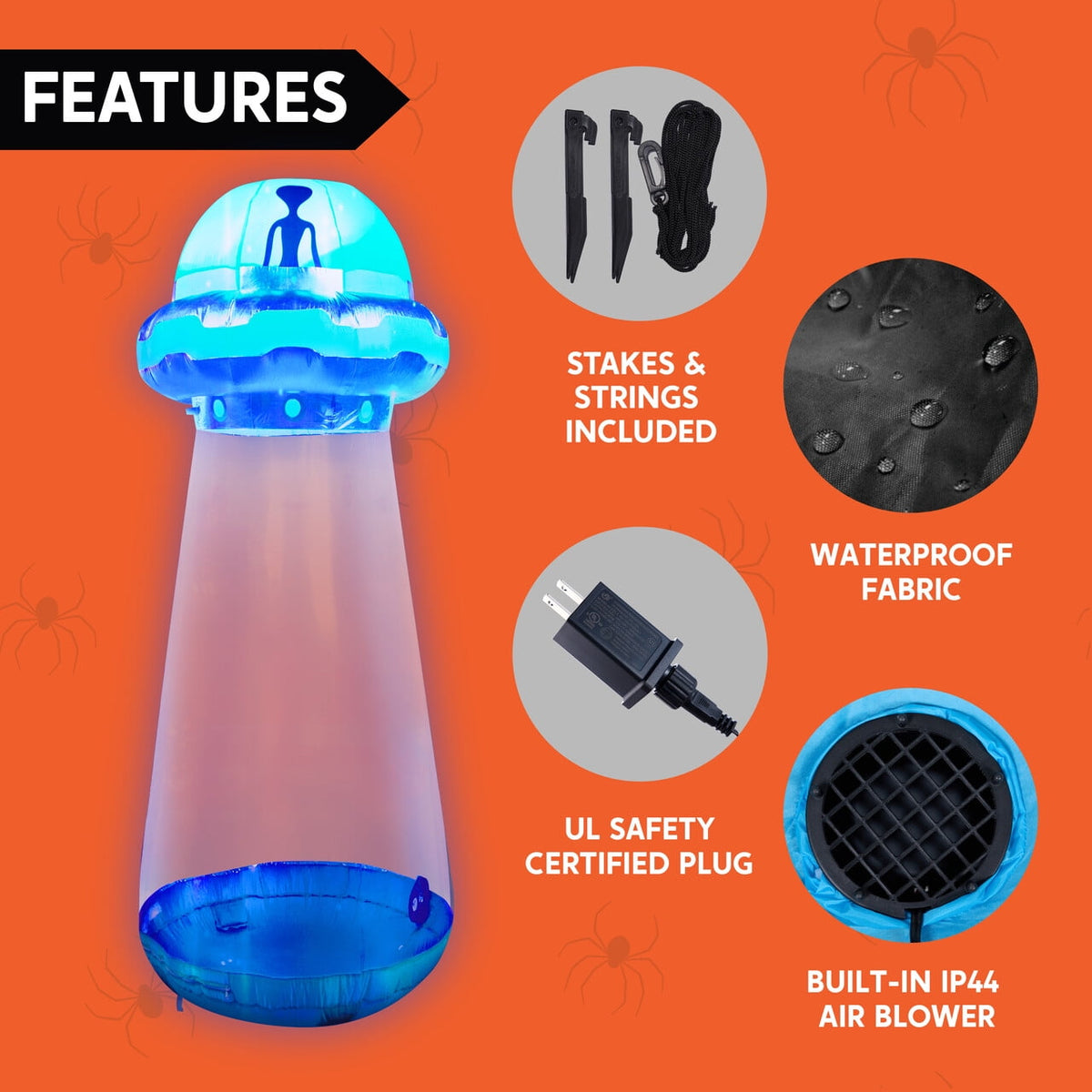 Joyfy 9 ft Halloween Inflatable Giant Alien Decoration with Built-in LEDs,Alien Halloween Decorations Outdoor Blow Up Yard Lawn Decoration