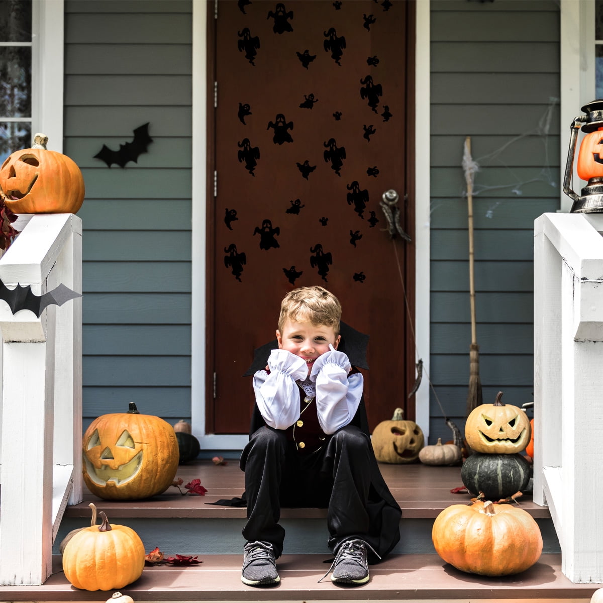 Vinyl Wall Decal - Halloween Ghost Pattern 16" x 30" - Halloween decoration, Seasonal Decor - Teens, Adults, Indoor, Outdoor, Wall, Door, Window, Living Room, Office
