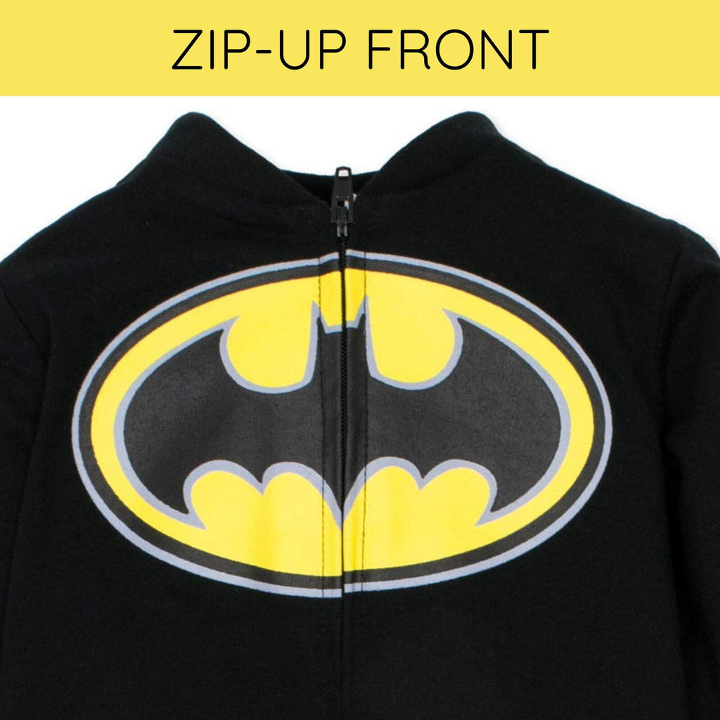 DC Comics Justice League Toddler Boy or Girl Cosplay One Piece Coverall with Cape Batman Black