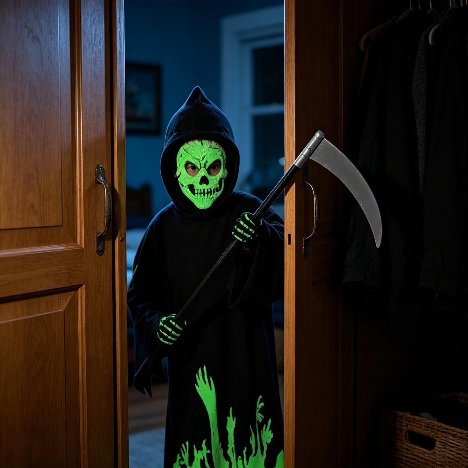 Spooky Skeleton Costume for Kids, Glow in The Dark Halloween Bone Outfit for Boys and Girls, Creepy Role Play Cosplay Dress for 4-8 Years Old