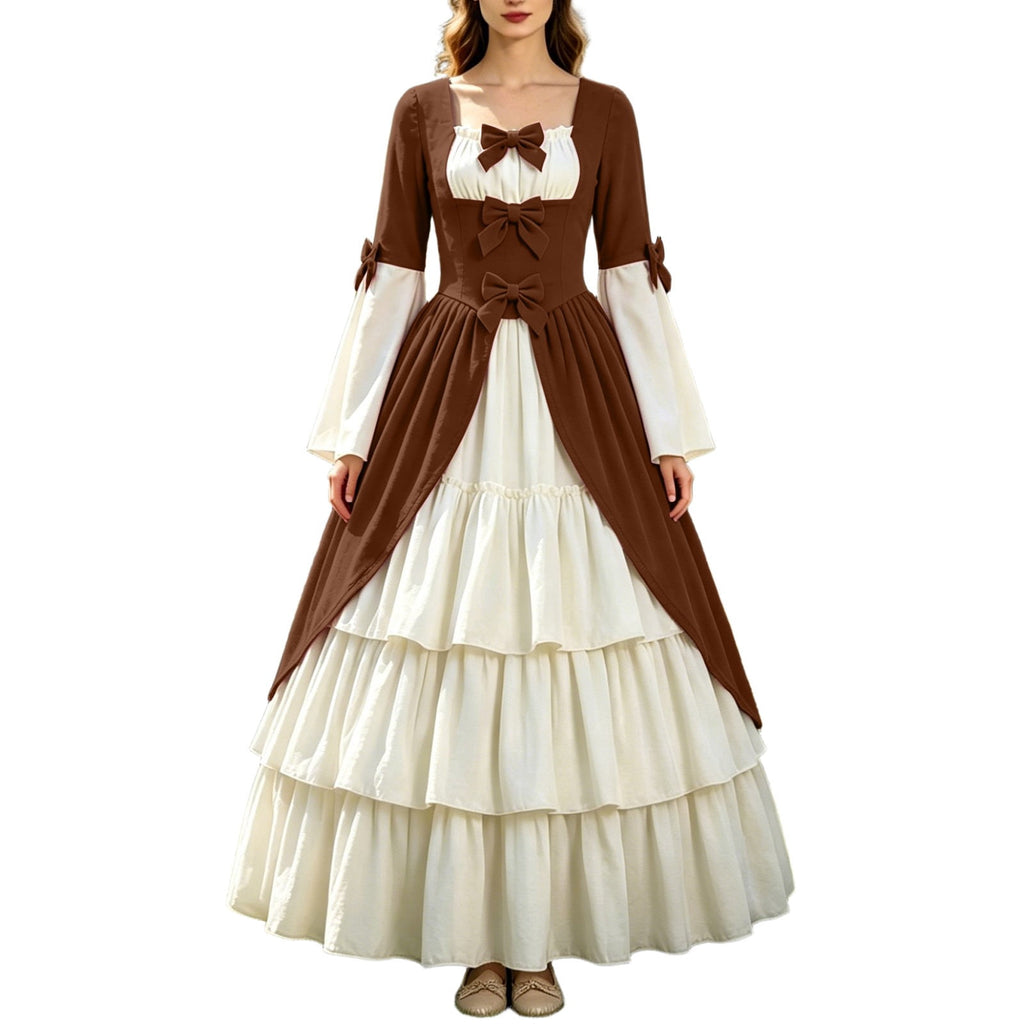 Gothic Dresses for Women Medieval Renaissance Halloween Costume Lace Up Corset High Low Ruffle Hem Square Neck Vintage Gown