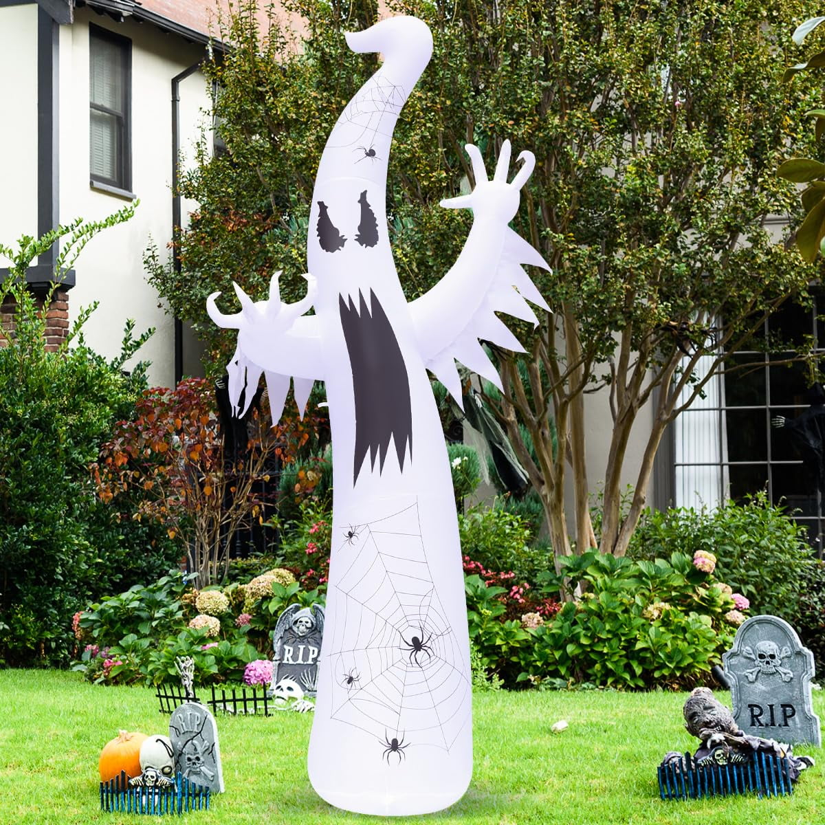 GOOSH Halloween Inflatable 11.8 FT Inflatable Halloween Ghost, Inflatable Halloween Ghost Scary Blow Up Ghost with LED Lights, Outdoor Halloween Decorations Clearance for Halloween/Holiday/Party