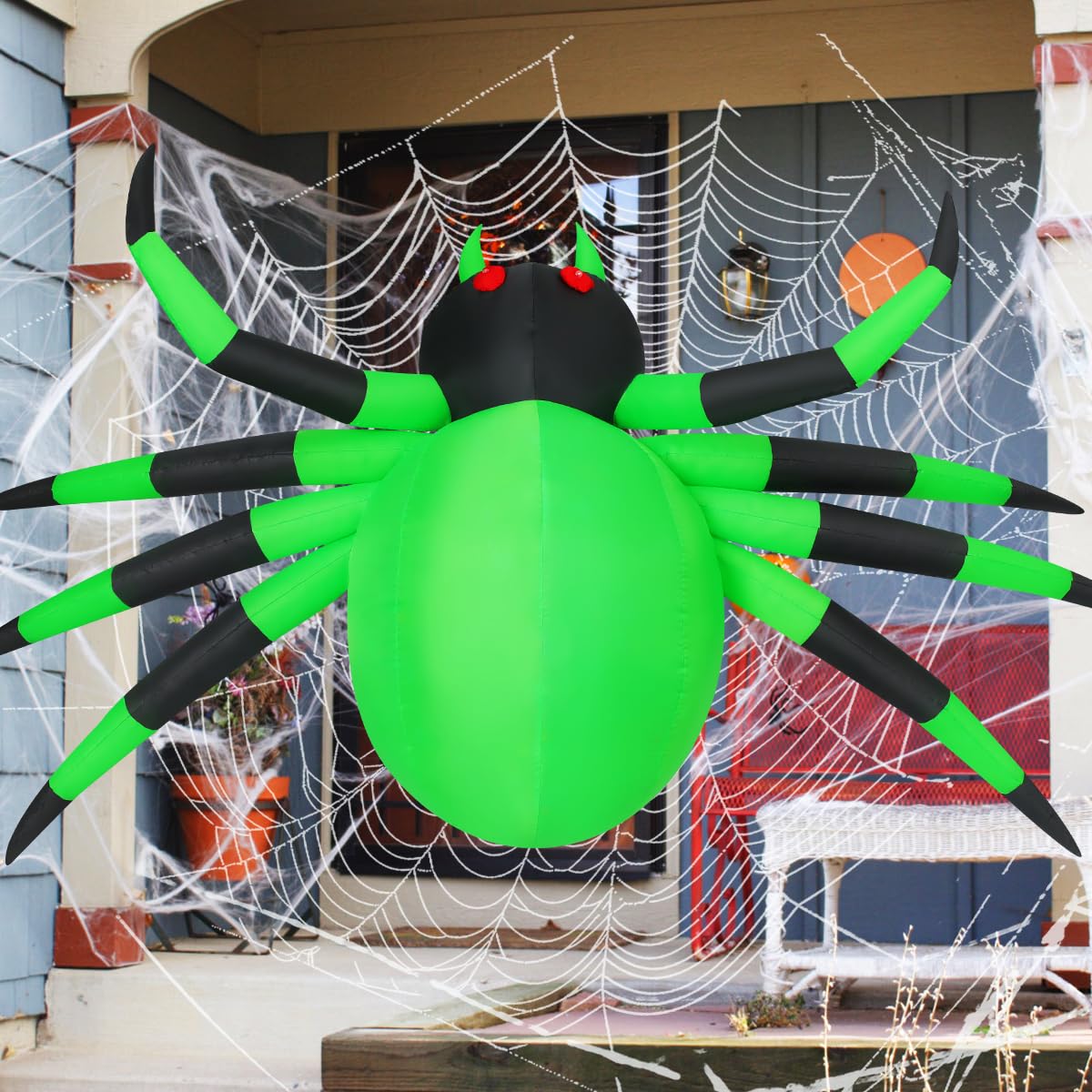 COMIN Halloween Inflatables 9 FT Width Spider Blow Up Yard Decoration with Built-in LED for Yard Garden Party Lawn