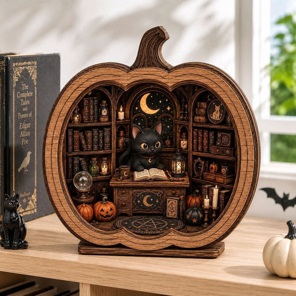THOPBPRK Black Halloween Pumpkin Decoration for Home, Gothic Table Centerpiece Decor, Fall Figurine for Party and Seasonal Indoor Display