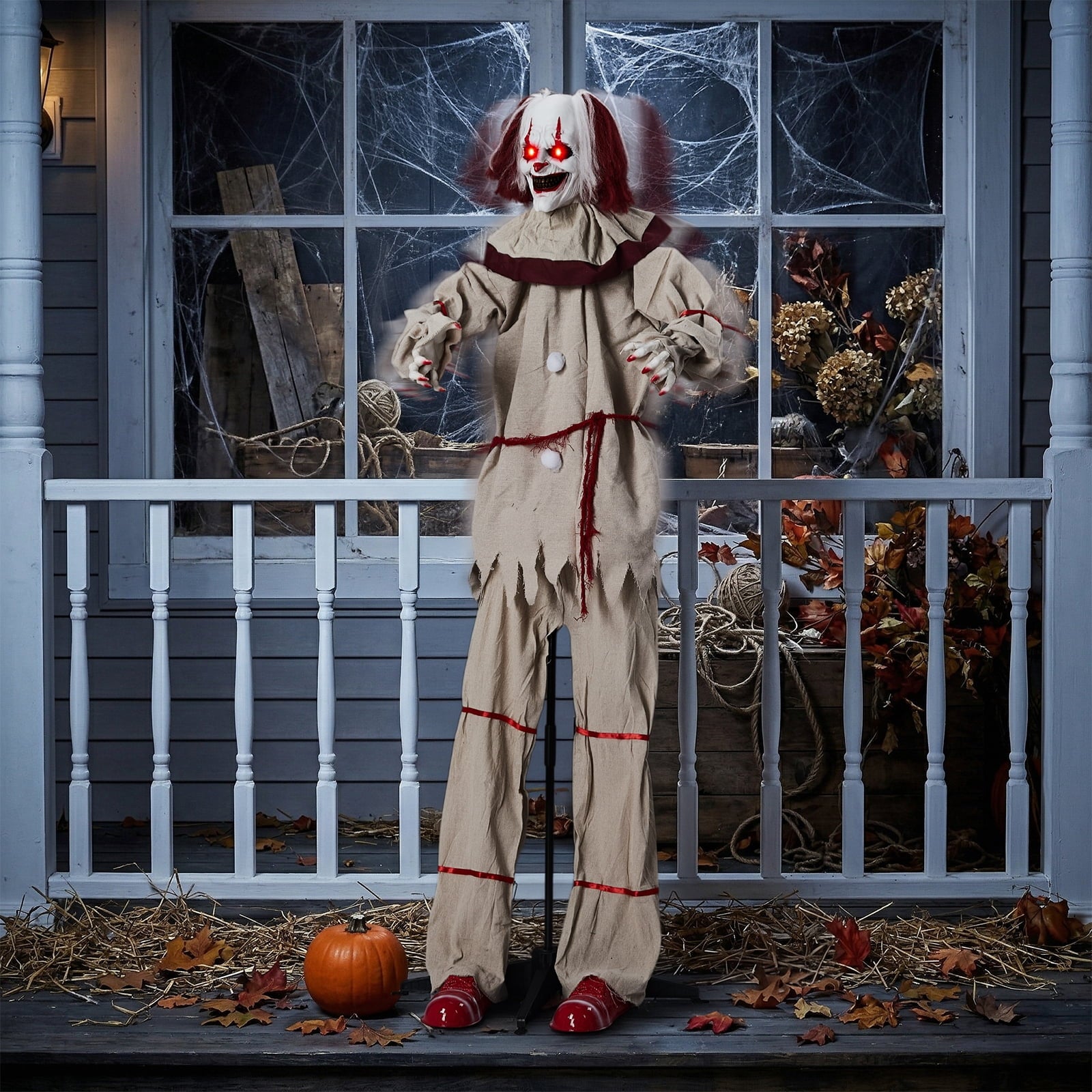 Ktaxon 5.7ft Clown Animated Animatronic Decoration Creepy Halloween w/ Pre-Recorded Screaming