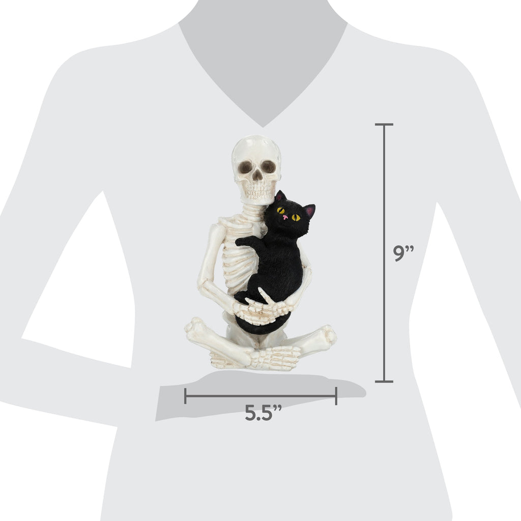 Skeleton and Cat Decoration, Black and White, 7", Halloween by Way To Celebrate