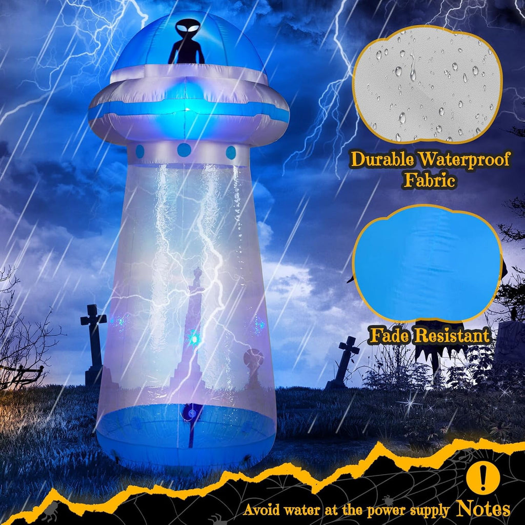 VINGLI 8.8FT UFO Inflatable Halloween Outdoor Decorations,People Standable, Blow Up Yard Decorations, Built-in LED Lights Décor for Indoor Home Party Garden Lawn Store