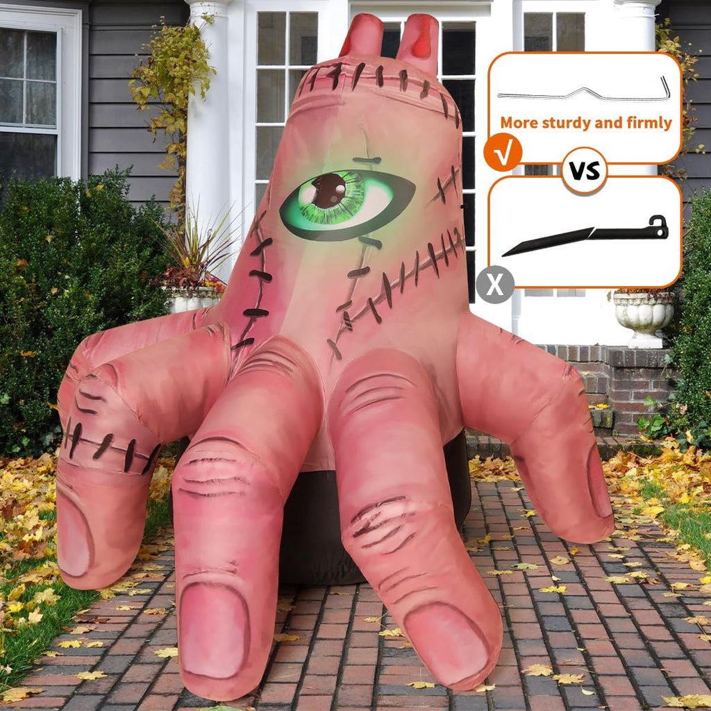 COMIN 6 FT Halloween Inflatables Hand Outdoor Decorations Scary Blow up Hand with Built-in LEDs for Indoor Party Garden Lawn Yard Decor