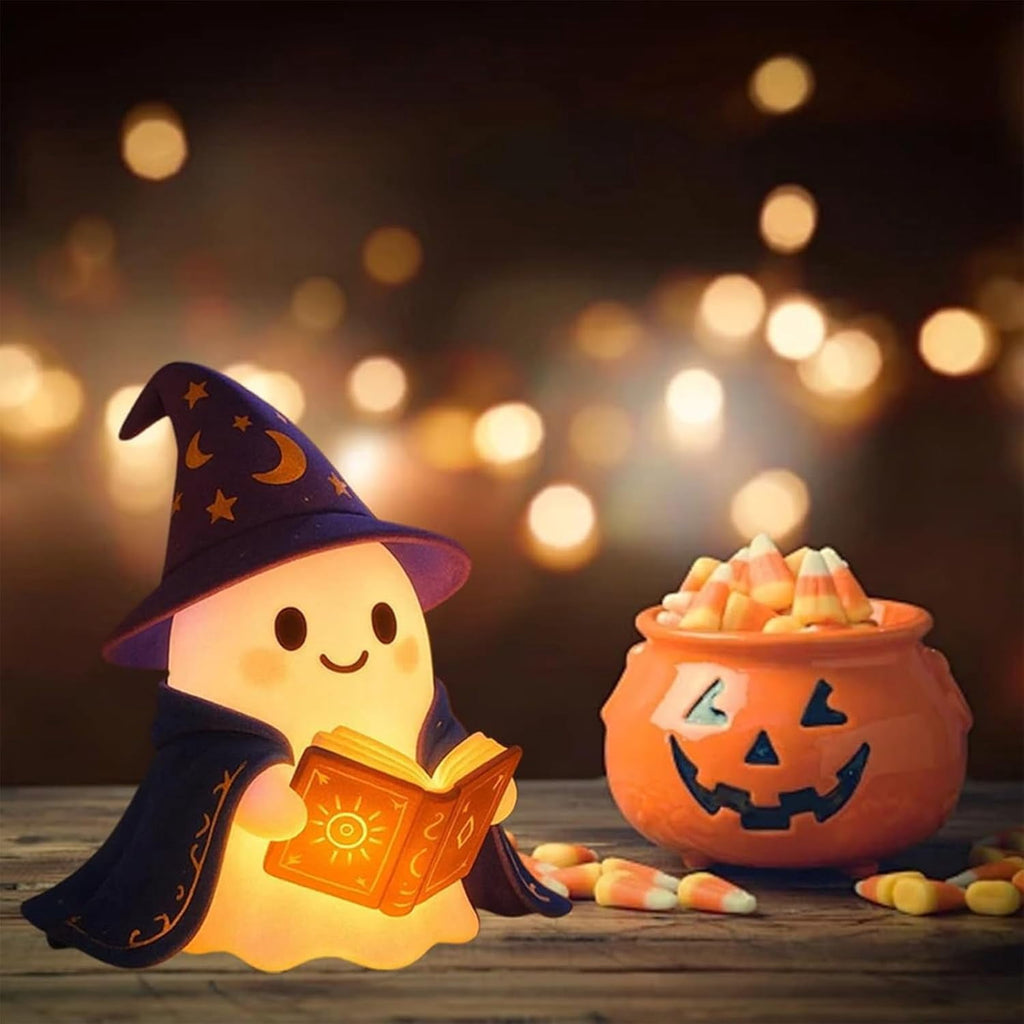 YZEGDCH Halloween 3D Ghost Campfire Flickering Night Light 2 Funny Roasting Marshmallows at Campfire LED Electric Faux Flameless Campfire Nightlight Funny Halloween Decor