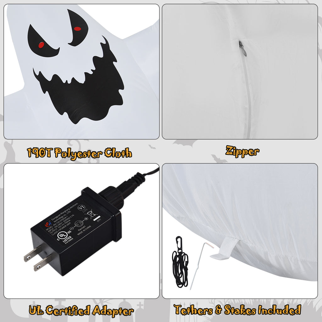 Gymax 12ft Inflatable Halloween Blow Up Ghost Decoration w/ Built-in LED Light