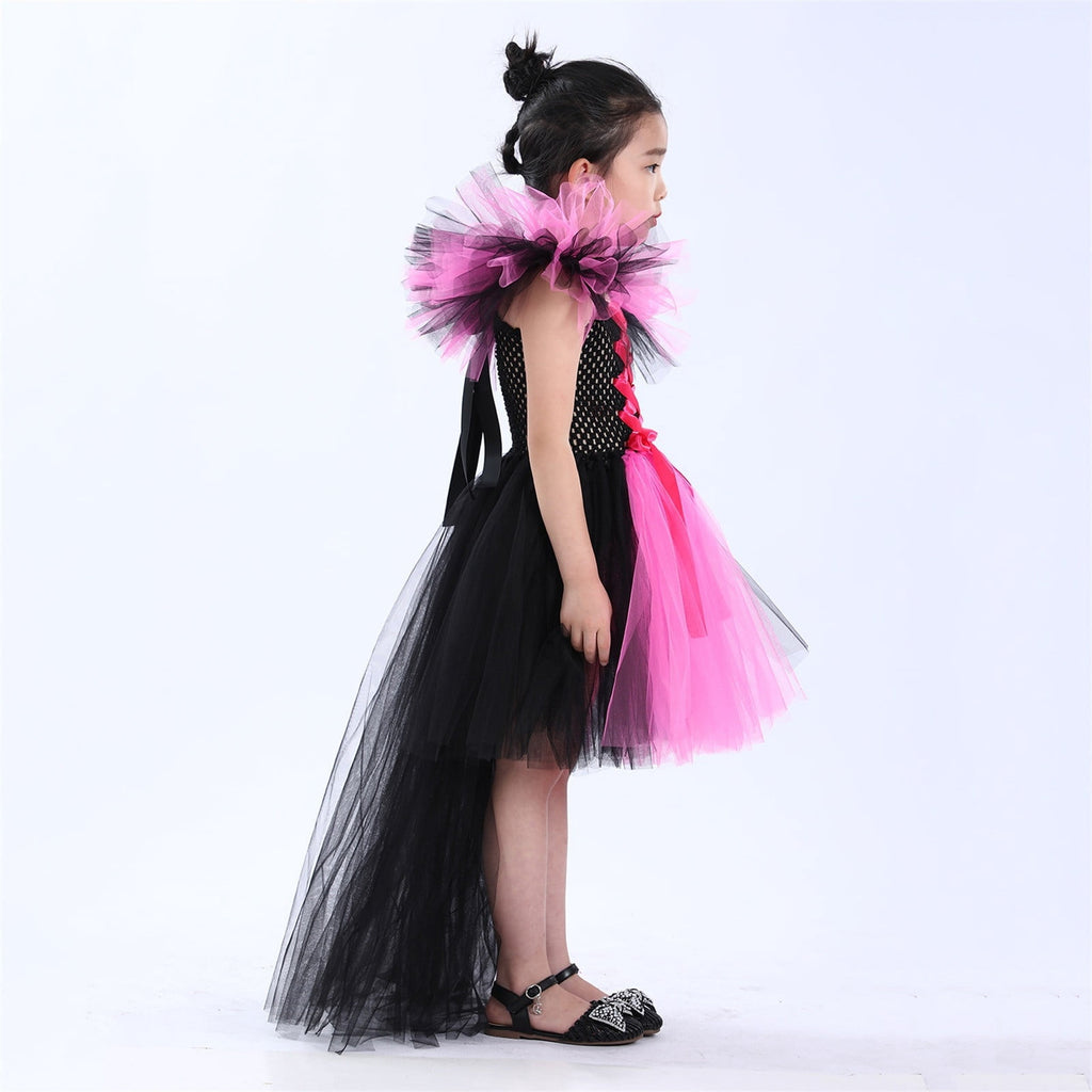 HNMKIU Halloween for Girls Toddler Kids Baby Girls Magnificent Witch Halloween Black Gown Fancy Dress Up Cosplay Party Tutu Dress Dresses E - 18-24 Months