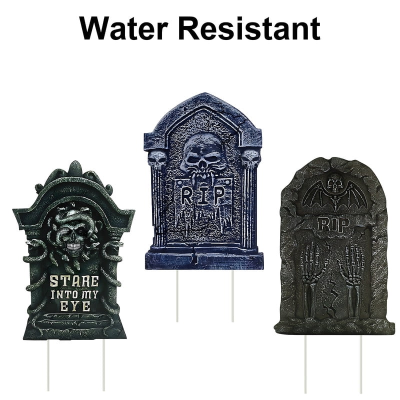 DUNCHATY 10-Pack Halloween Tombstone Decor Set - Graveyard Scene with Plastic Stakes, Weatherproof Haunted House Yard Display for Pathways & Lawns