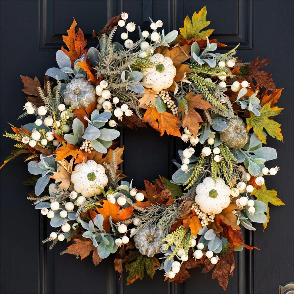 Decorative Wreath, Pumpkin Wreathfall Pumpkin Wreath, Year Round Wreath for Front Door, Artificial Wreath, Front Door Wreath, Family Farmhouse Decor and Spring Wreath, Easter Wreath