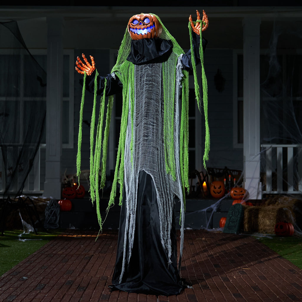 Joyfy 7.8 Ft(93.6 in) Halloween Grim Reaper Decorations Outdoor, Rotatable Flying Scream Scarecrow Skeleton Ghosts Decor for Graveyard Haunted House Props, Garden, Porch, Yard Lawn