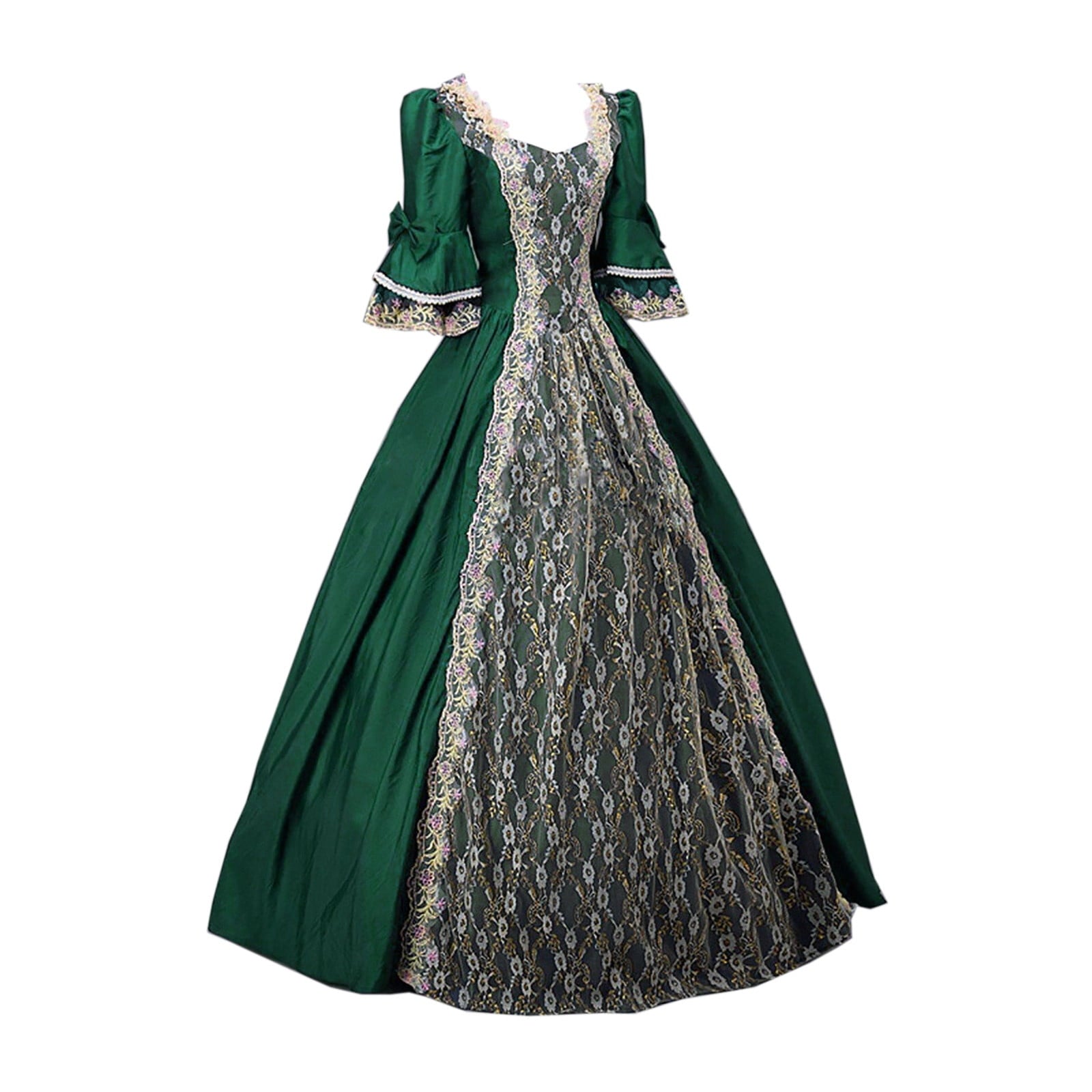 UPPADA Plus Size Victorian Dress for Women Lace Up Flare Sleeve Ball Gown with Corset Evening Party Maxi Gowns Vintage Cocktail Dress Wedding Dresses Early