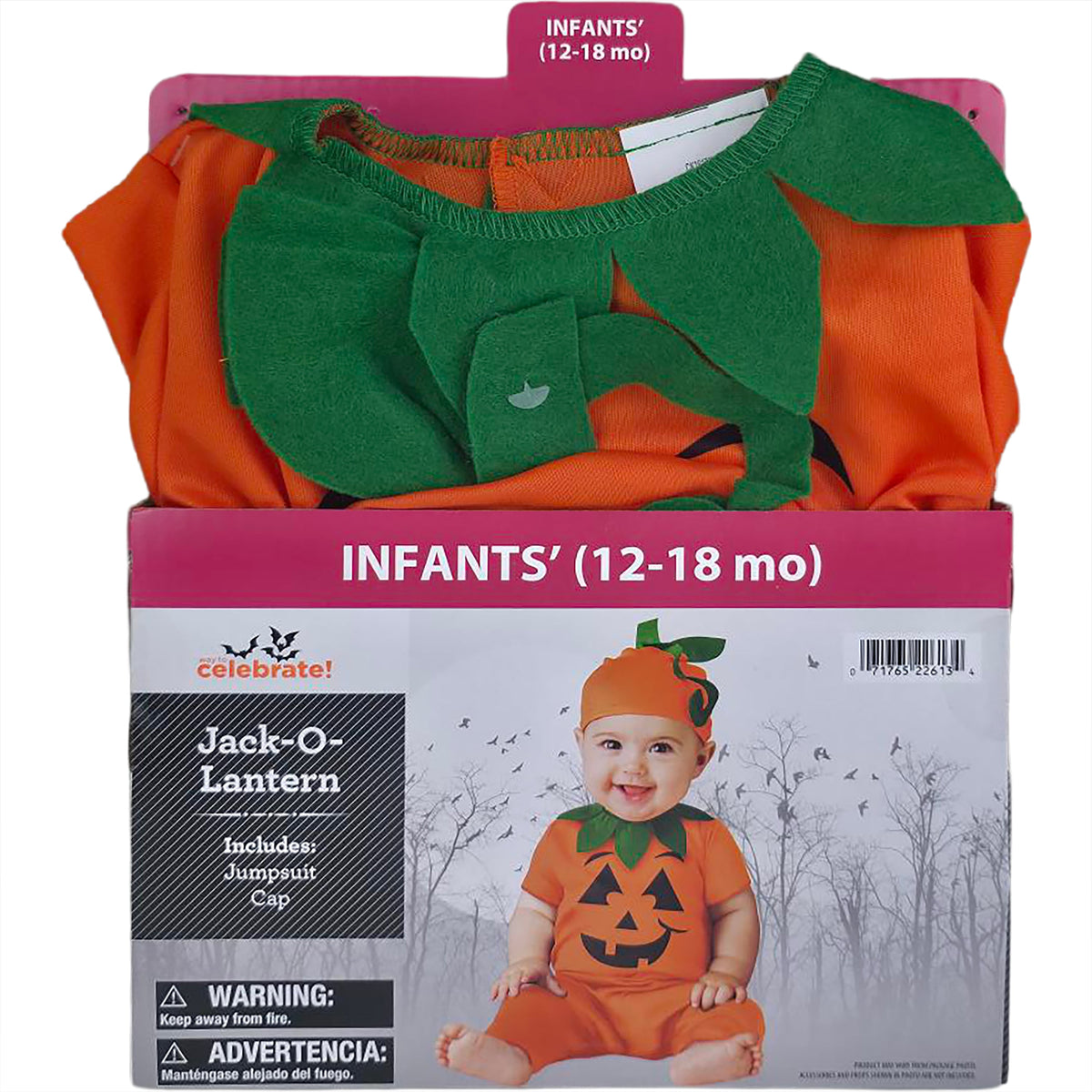 Jack- O Lantern Halloween Costume for Infant, Size 6-12M, by Way to Celebrate