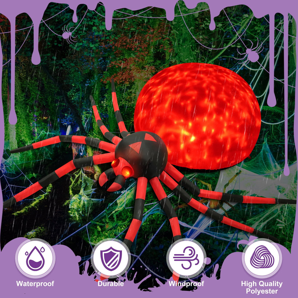 Yexmas 8FT Halloween Inflatables Outdoor Decorations Giant Spider Decorations with LED Lights and Air Pump Blow up Inflatable, Red