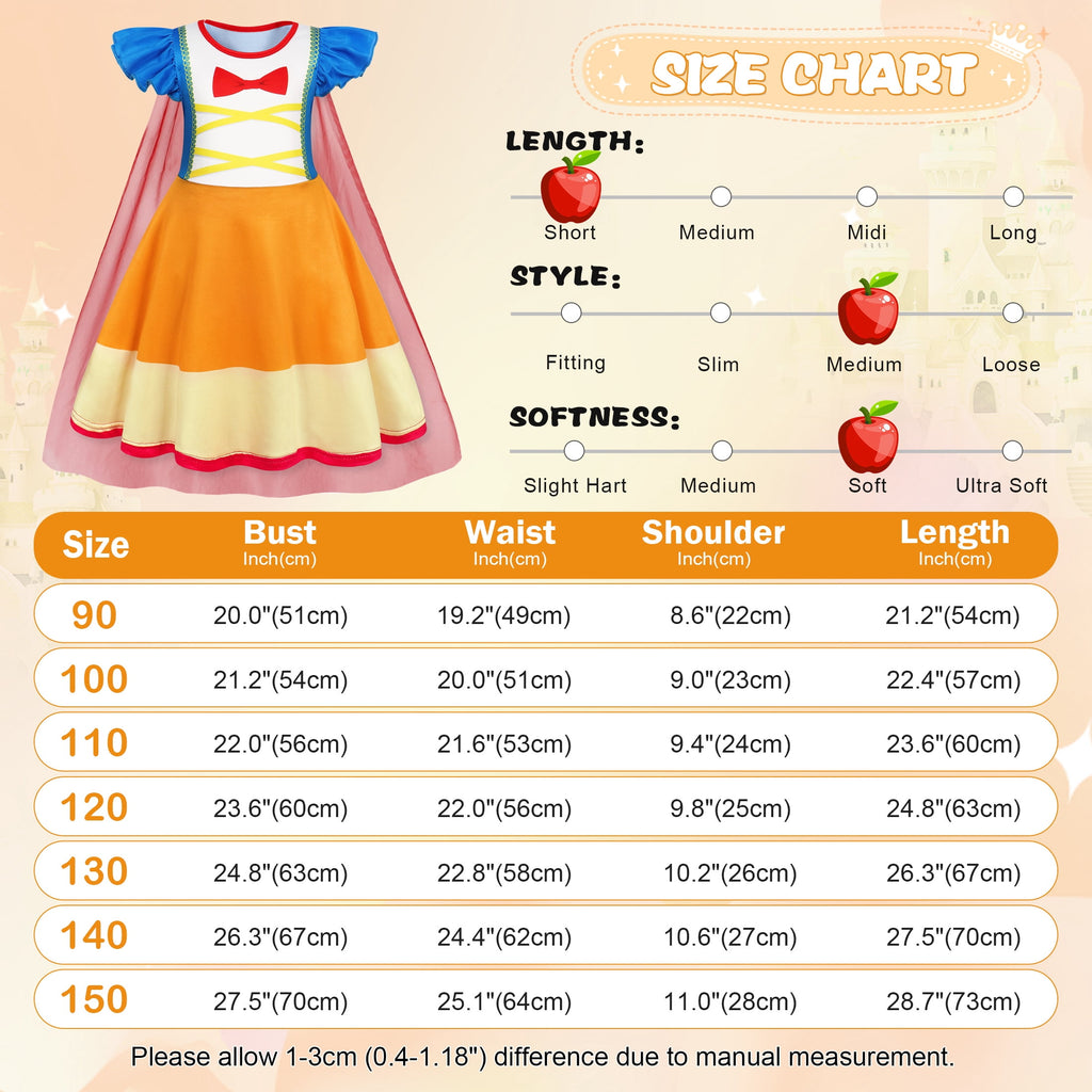 Benylion Girls Ice Princess Dress Halloween Cosplay Costumes With Tulle Cape Kids Birthday Party Dress up Outfit for 7-8 Years