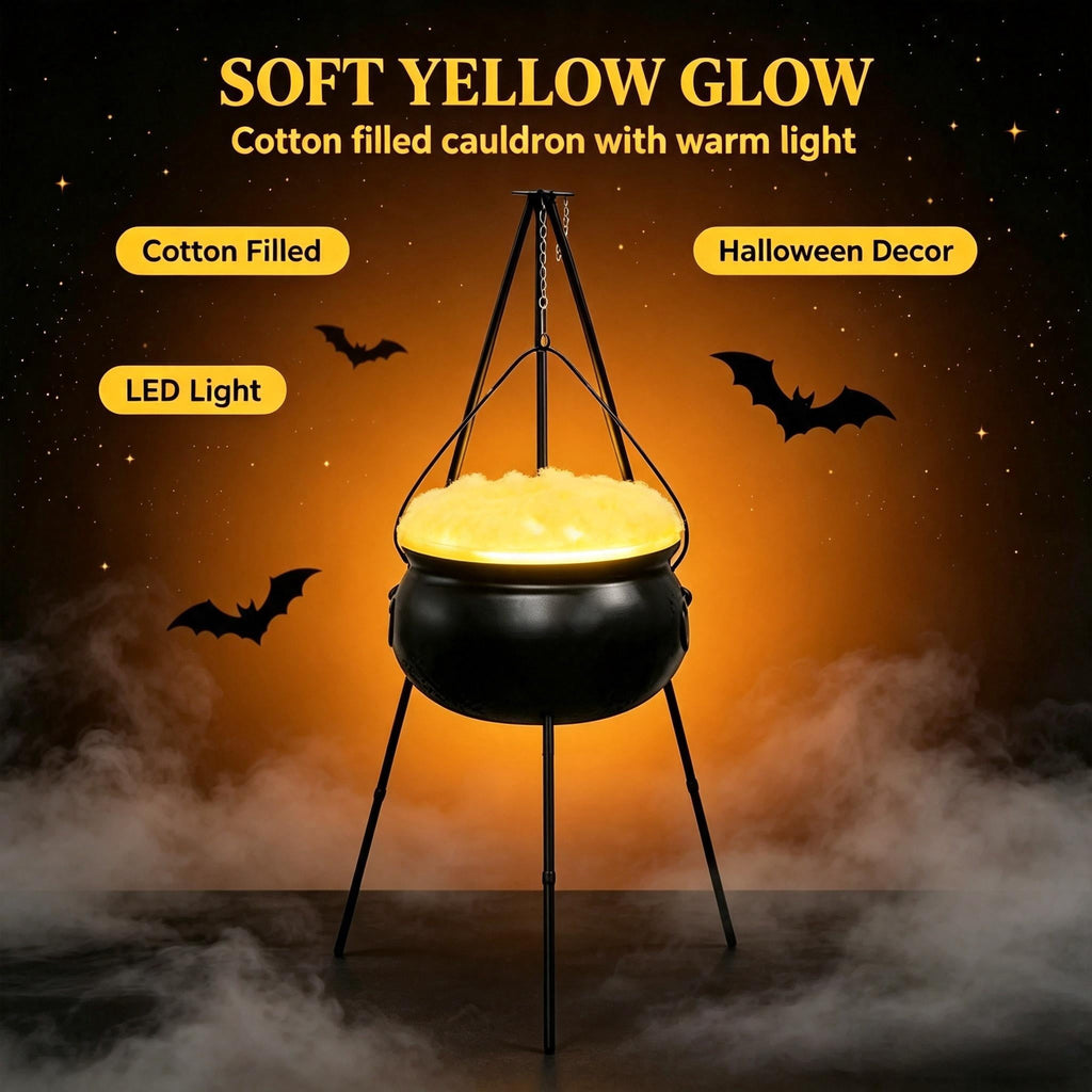 Muecwrye Halloween Decorations Outdoor, Halloween Clearance! Halloween Witches Cauldron with Lights, DIY Bubbling Cauldron Set Decor for Home Porch Outside, Halloween Party Supplies( Without Tripod)