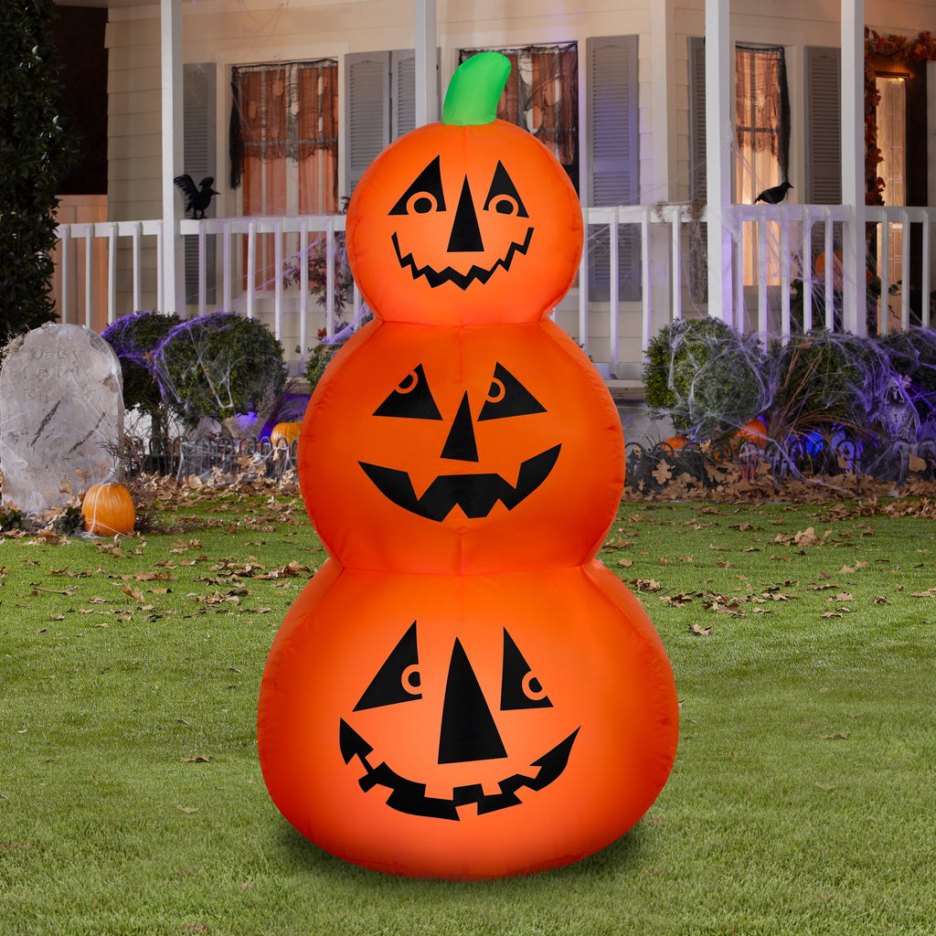 Reversible Jack-o'-Lantern Stack Airblown Yard Inflatable, Multicolor, 4', Halloween by Way To Celebrate