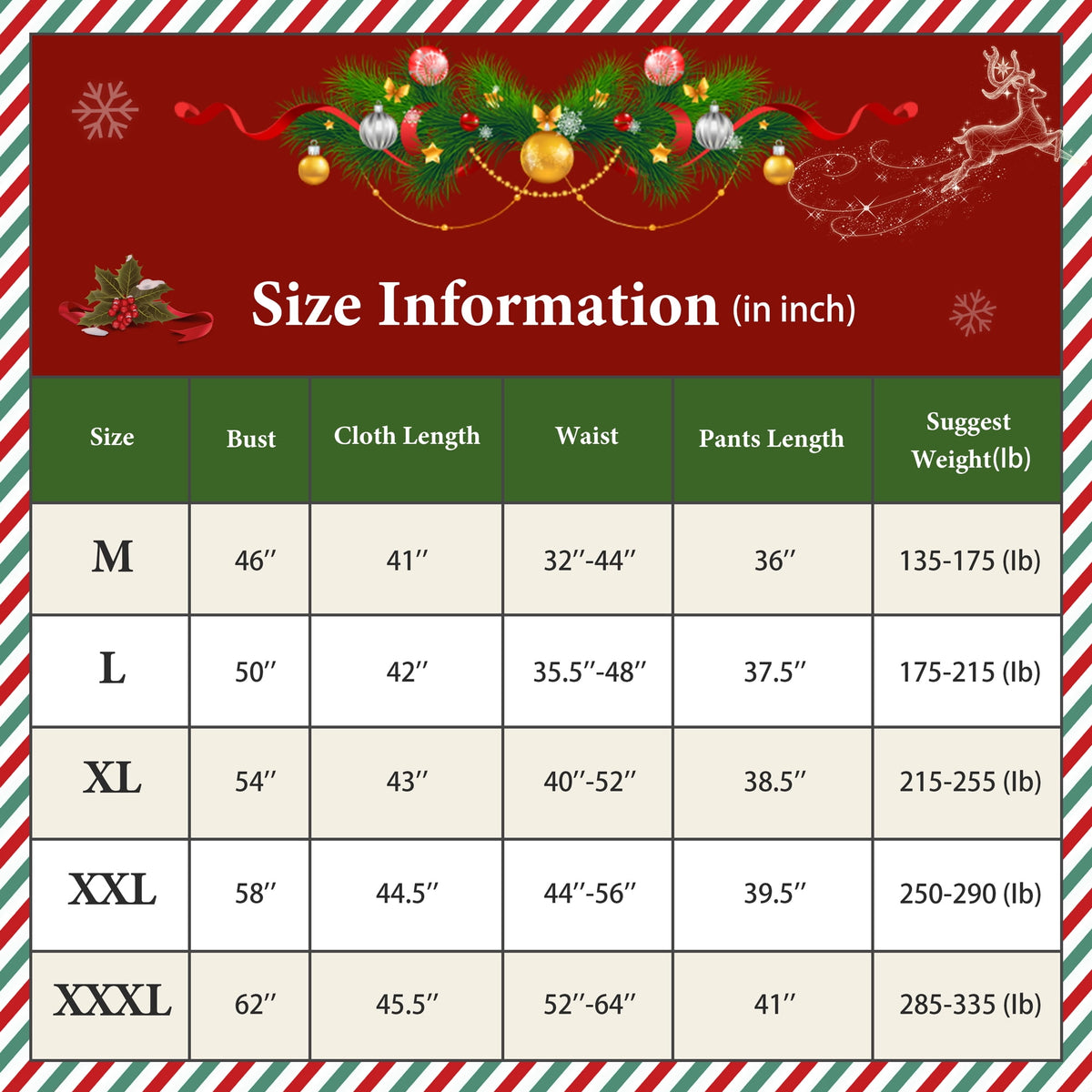 Deluxe Santa Costume for Men Santa Claus Suit 12pcs. Adults Christmas Jacket -XXL