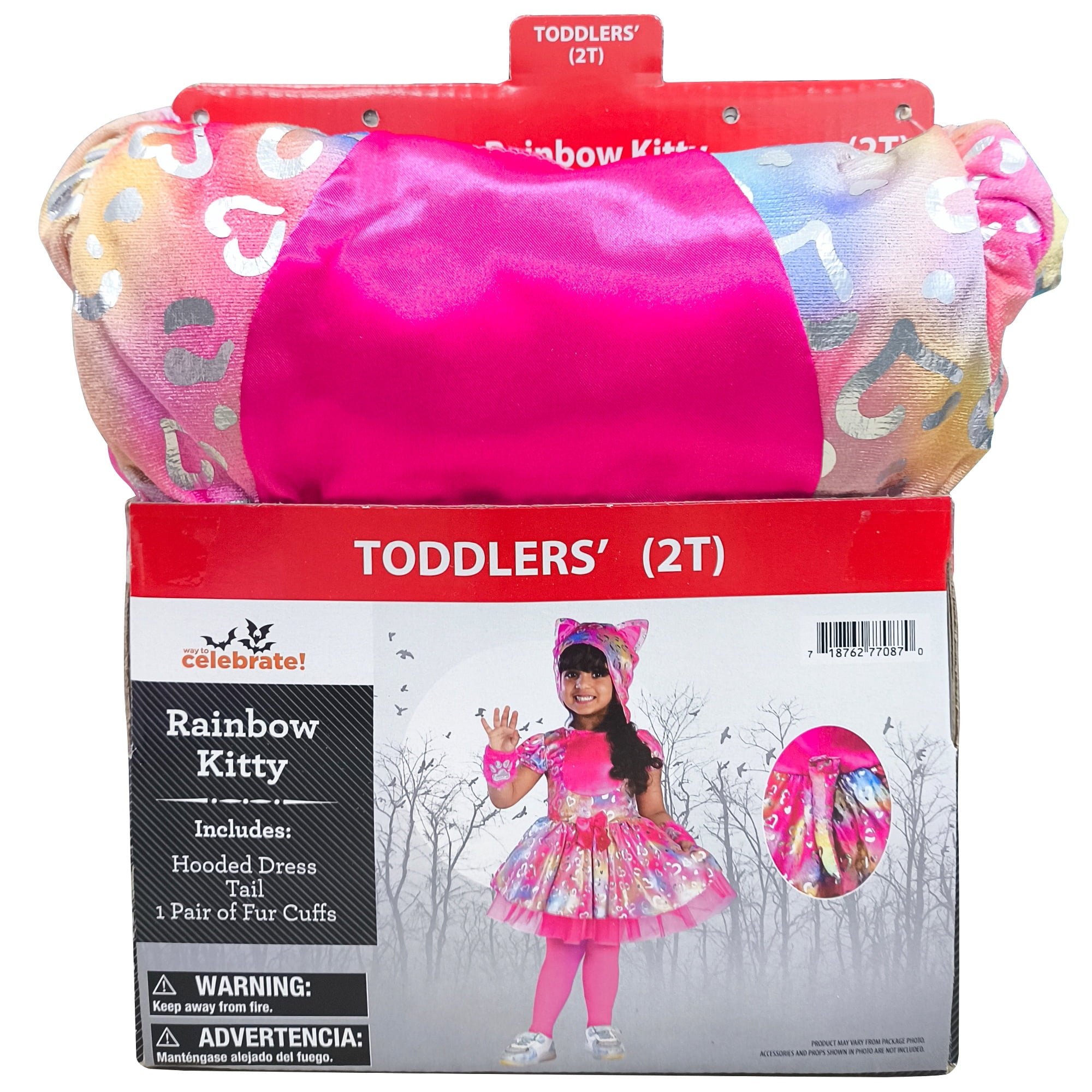 Rainbow Kitty Halloween Costume for Toddler, Size 2T, by Way to Celebrate