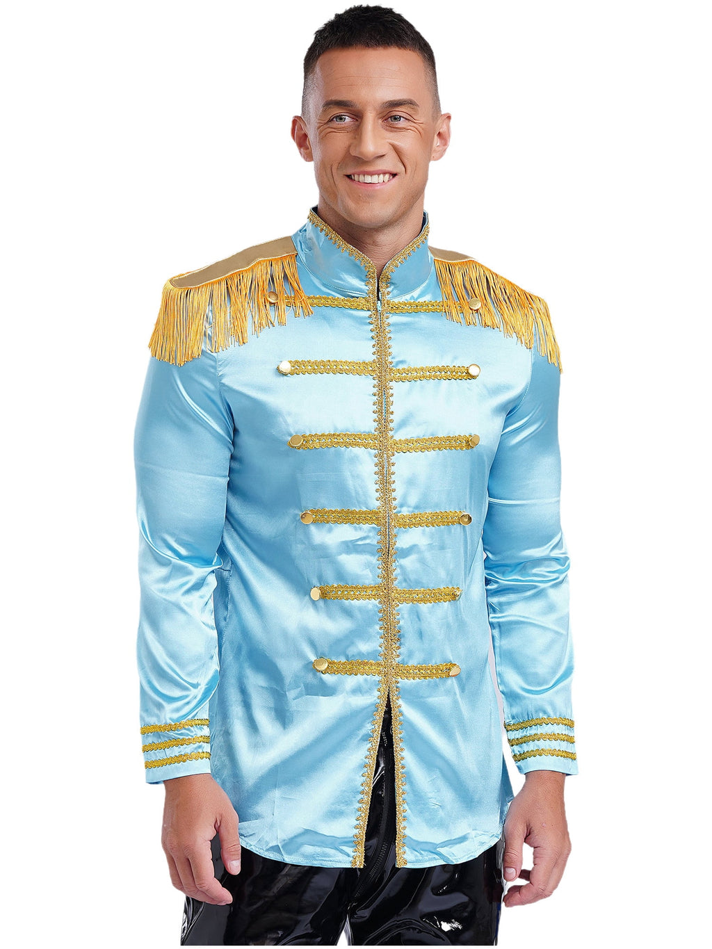 Eandarui Men's Halloween SGT Sergeant Pepper Costume Jacket Fancy Dress Hippie Music Star 1960s Shirt Red M