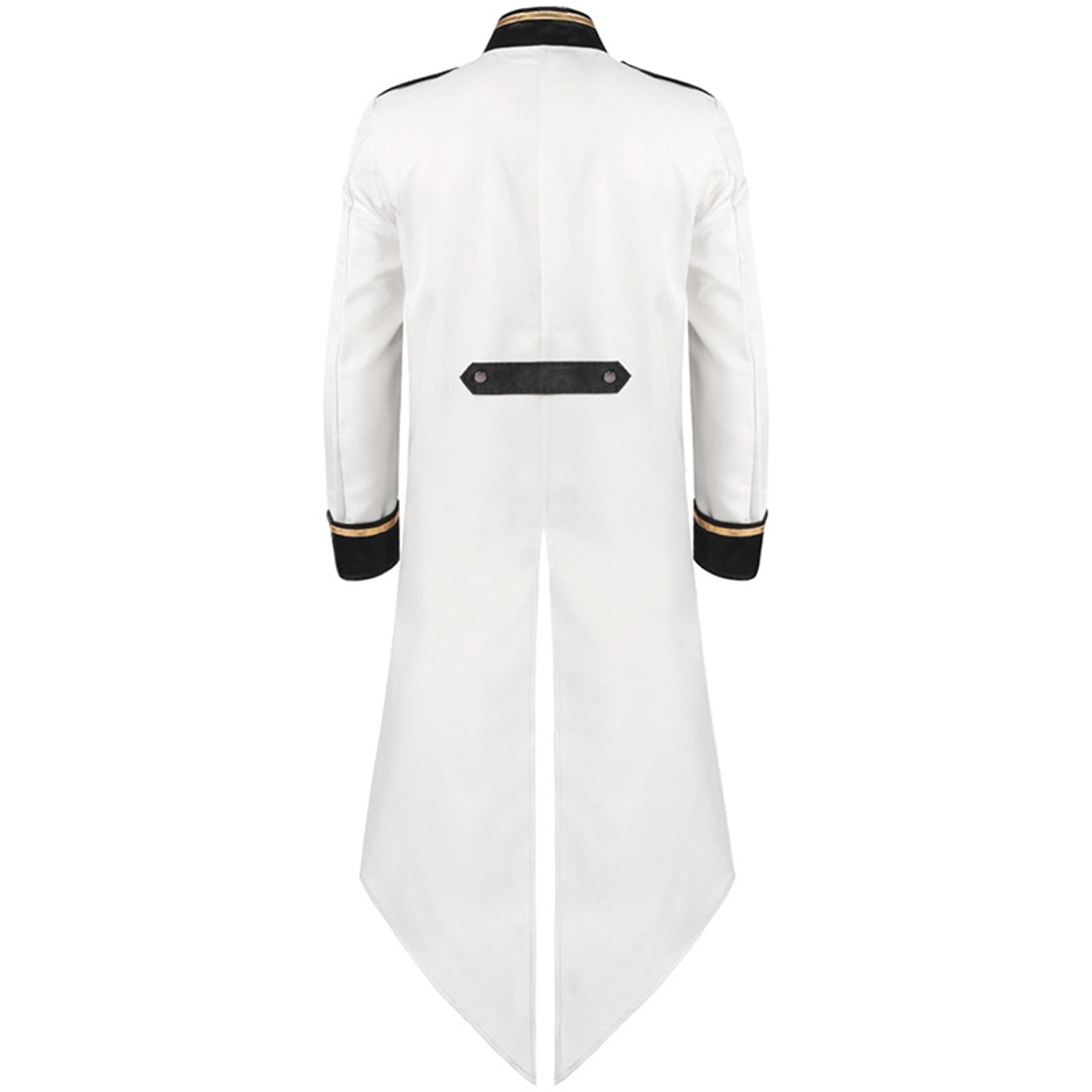 Odeerbi Mens Steampunk Tailcoat Gothic Medieval Jacket Frock Uniform Halloween Long Tuxedo Coat Retro Tailcoat Coat Lapel Court Slim Dress Coat White