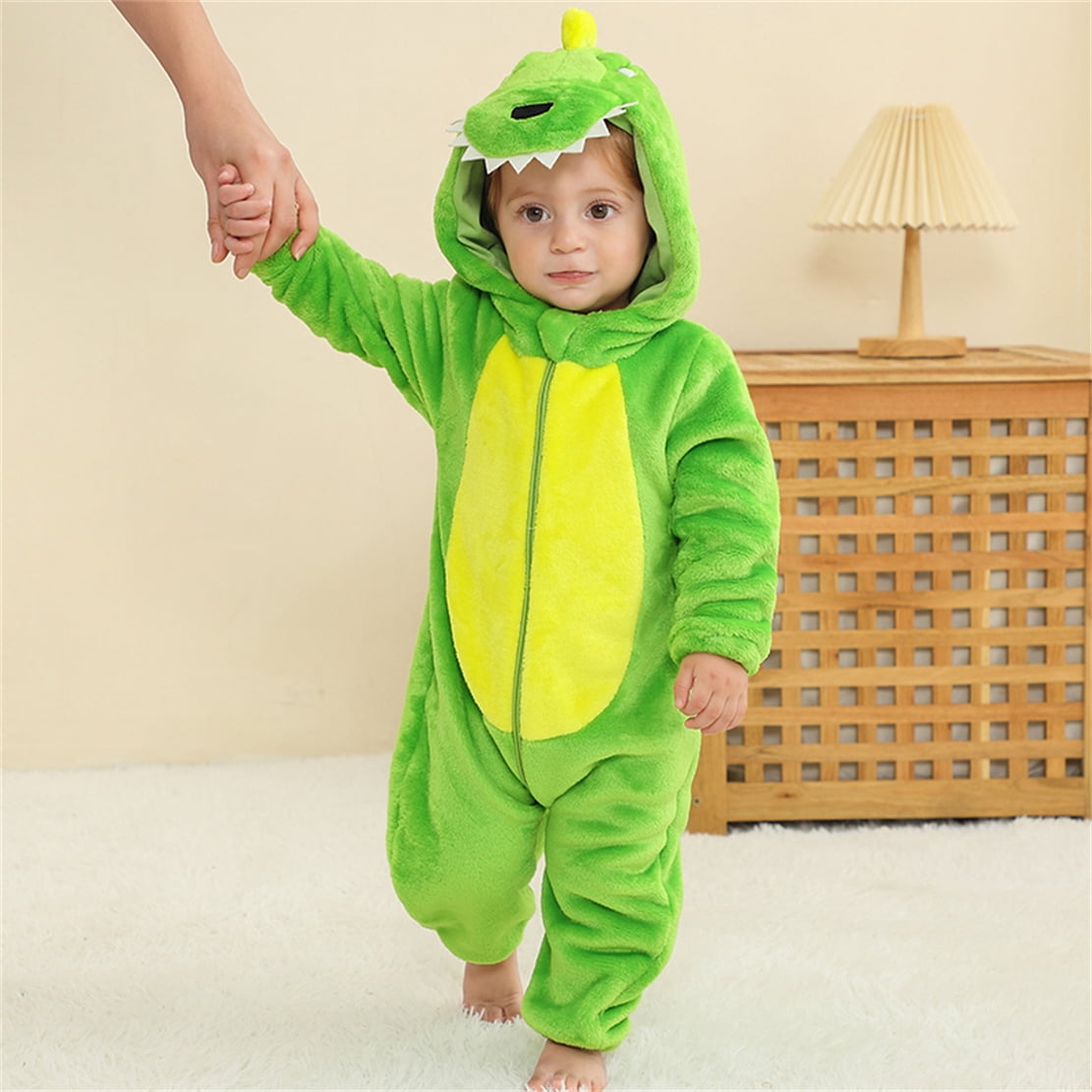 WIBACKER 0-3T Unisex Baby Animal Costume Winter Autumn Flannel Hooded Romper Christmas and Halloween Panda Cosplay Jumpsuit
