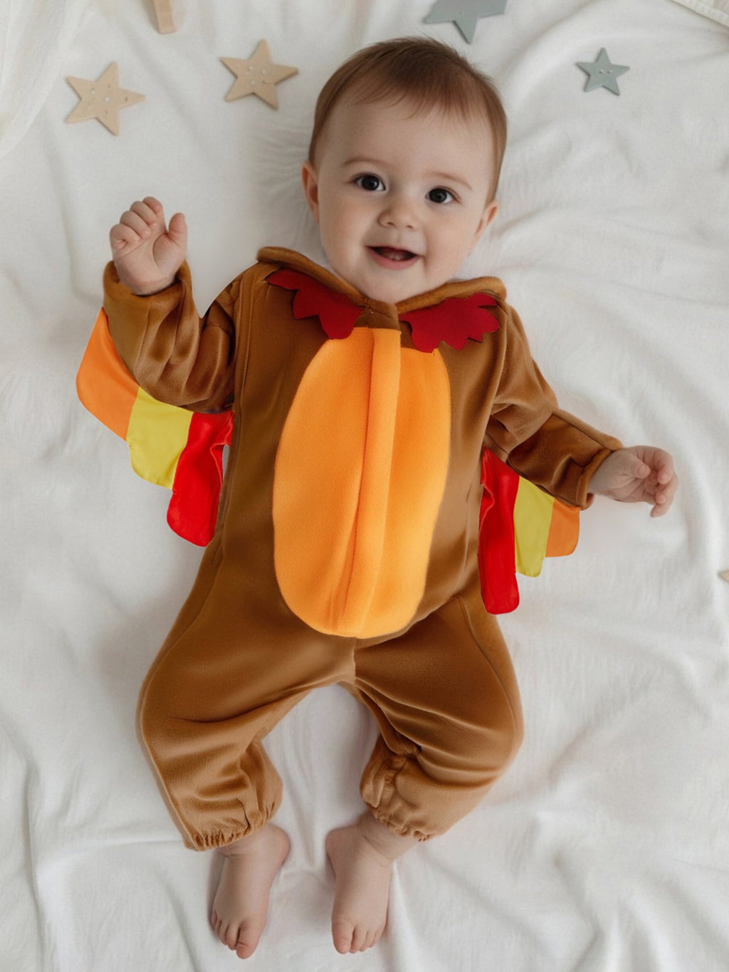 RUINIXCW Toddler Baby Girl Boy Thanksgiving Turkey Costume Kids Halloween Animal Costume Infant Baby Boy Girl Fall Winter Clothes Warm Flannel Romper Long Sleeve Hooded Zip Up Jumpsuit