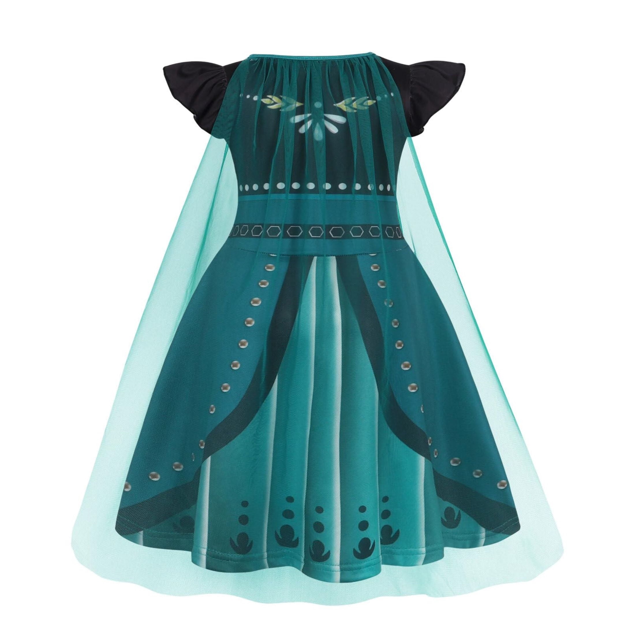 Benylion Girls Ice Princess Dress Halloween Cosplay Costumes With Tulle Cape Kids Birthday Party Dress up Outfit for 7-8 Years