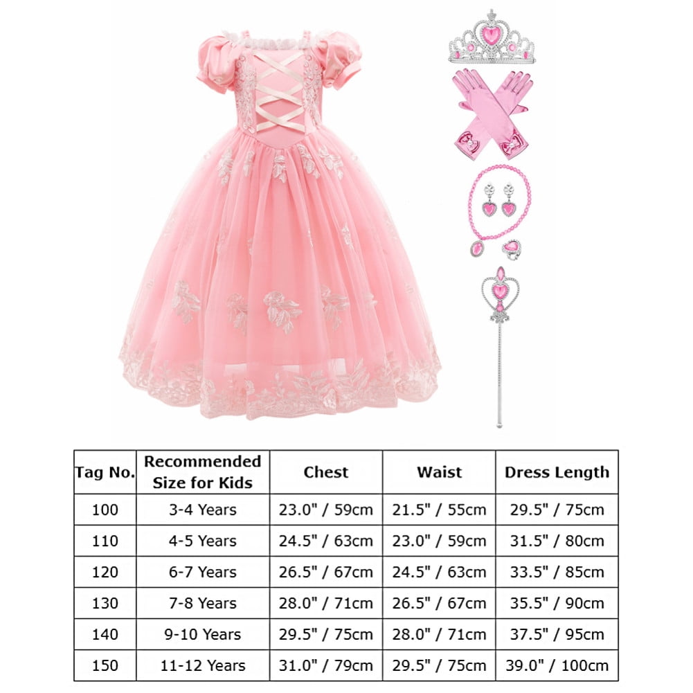 IBTOM CASTLE Little Girls Princess Halloween Cosplay Outfits for Kids Party Fancy Dress up Long Evening Gown 4-5 Years Cinderella Blue