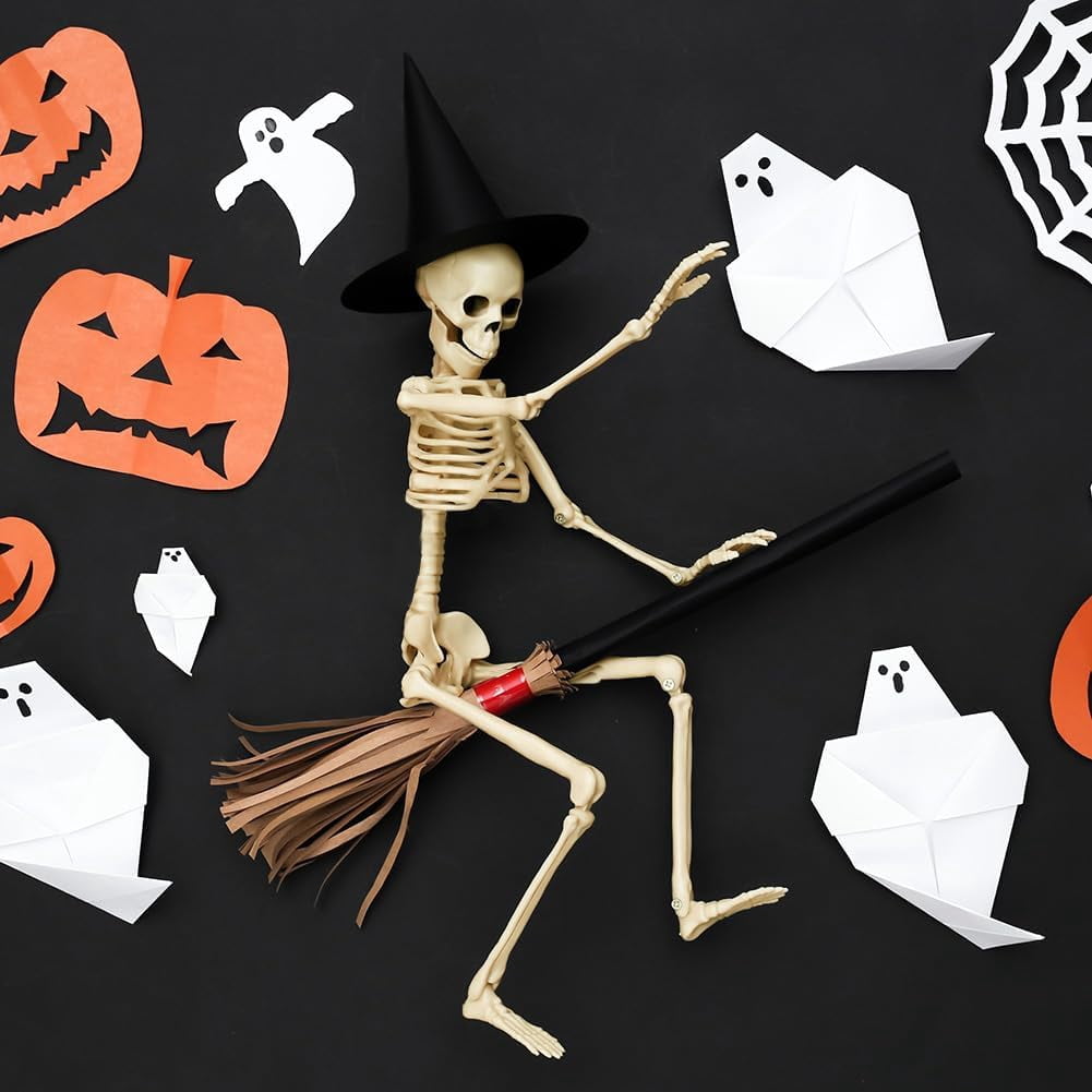 Ayieyill 2pcs Skeleton and Dog Skeleton Halloween Decorations Posable Skeletons Halloween Decorations Indoor Outdoor