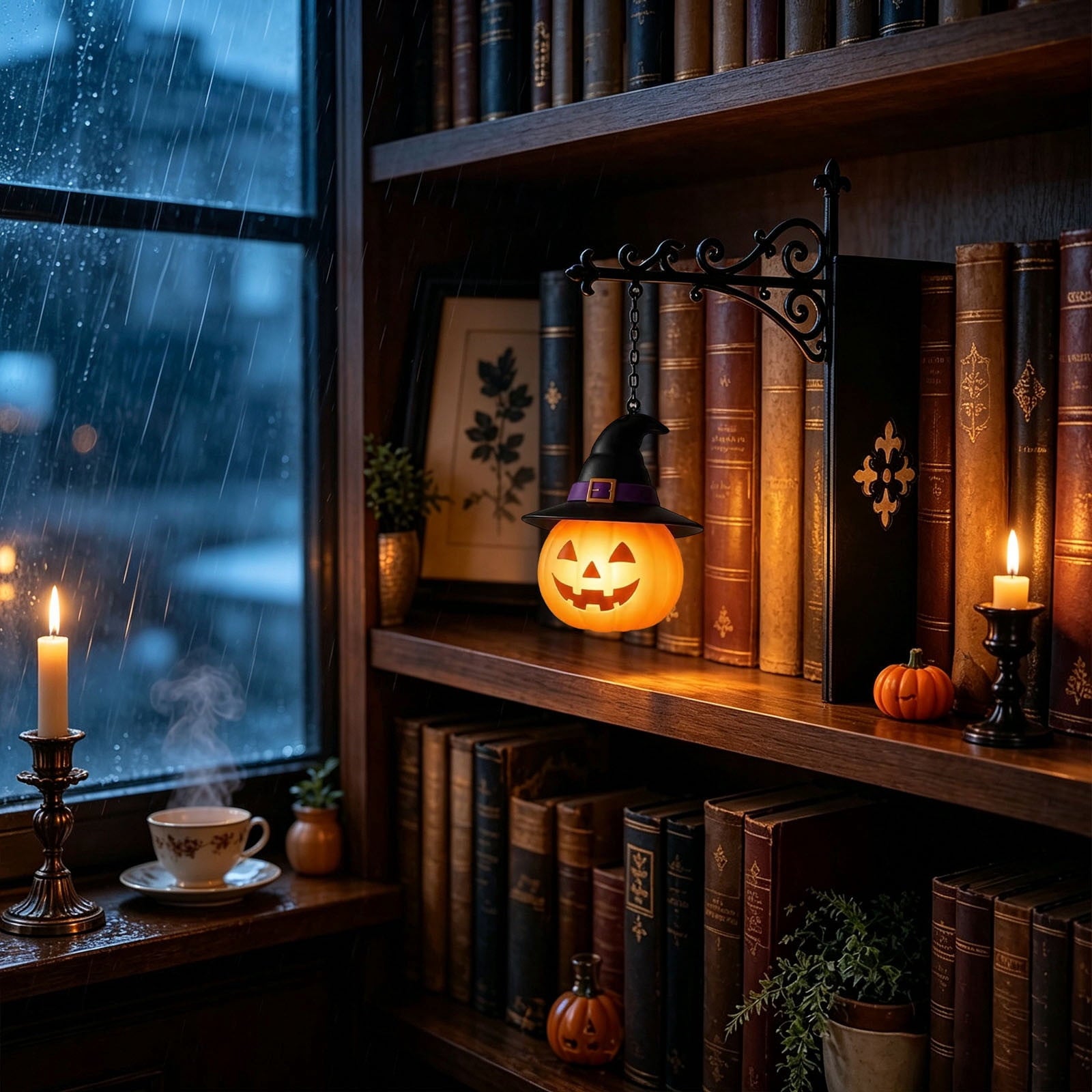 Halloween Ghost Library Lantern Decorative Bookshelf Lighting, Reading Book Shelf Lights for Study Reading Corner Home Library Gift for Book Lovers Bookworms