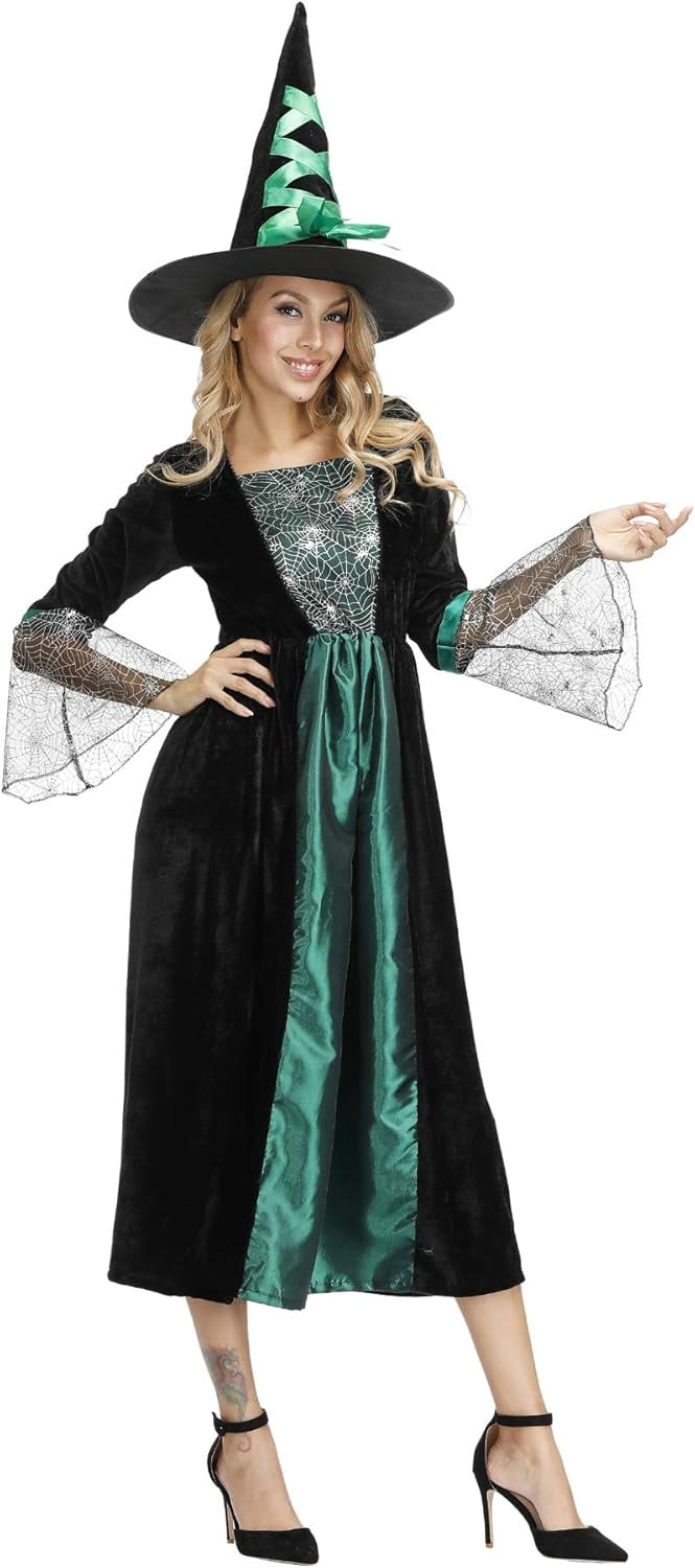 Halloween Witch Costume for Women, Halloween Gothic Witch Dresses for Fancy Dress Party Purple XL