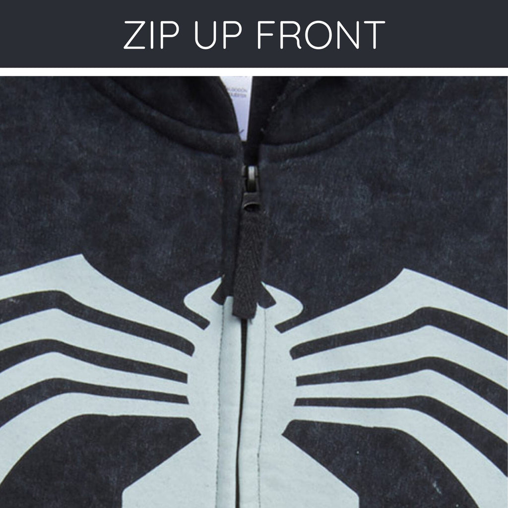 Marvel Spider-Man Adult Men or Women Cosplay Fleece Zip-Up Hoodie Miles Morales Charcoal