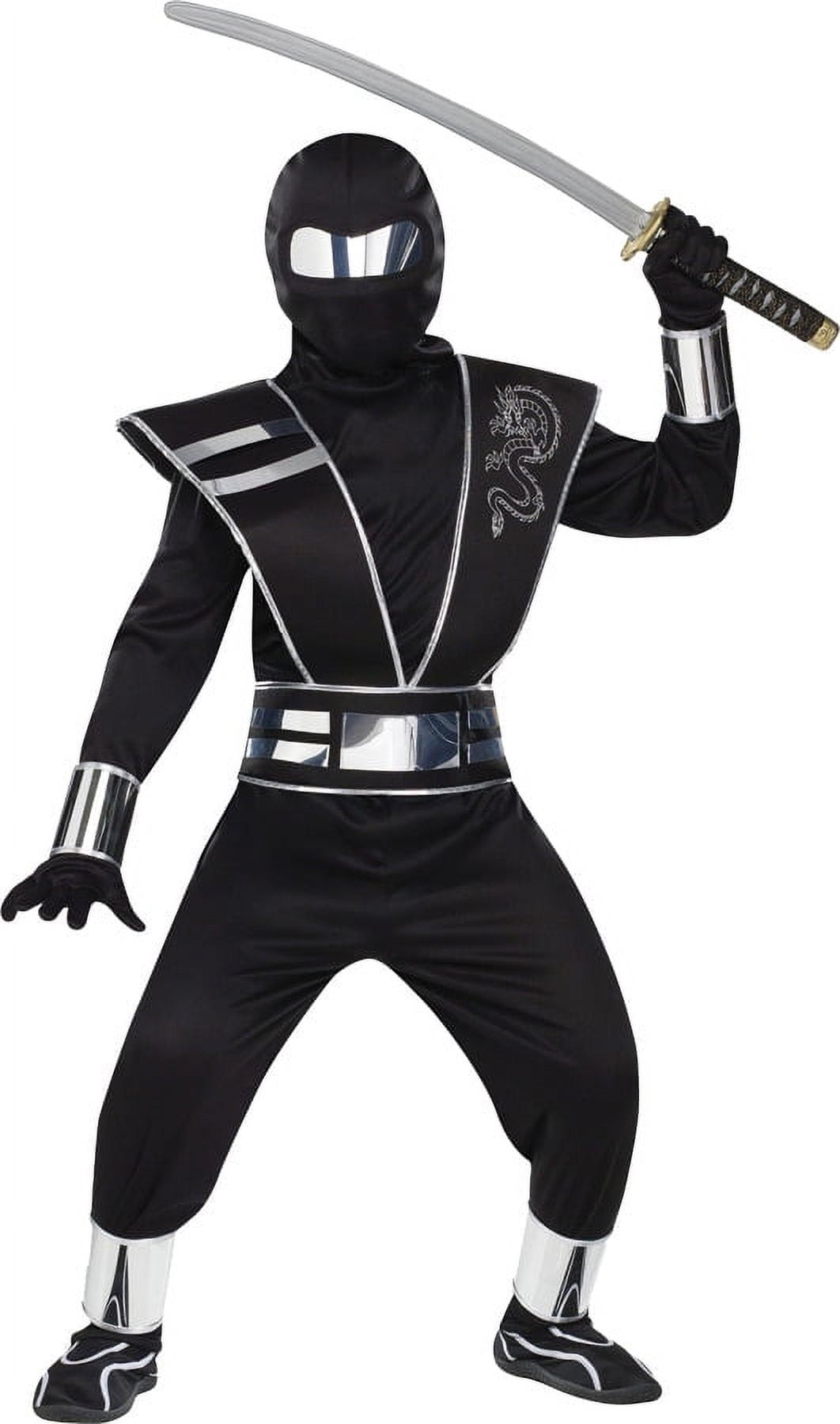 Fun World Silver Mirror Ninja Girl's Halloween Fancy-Dress Costume for Child, M (8-10)