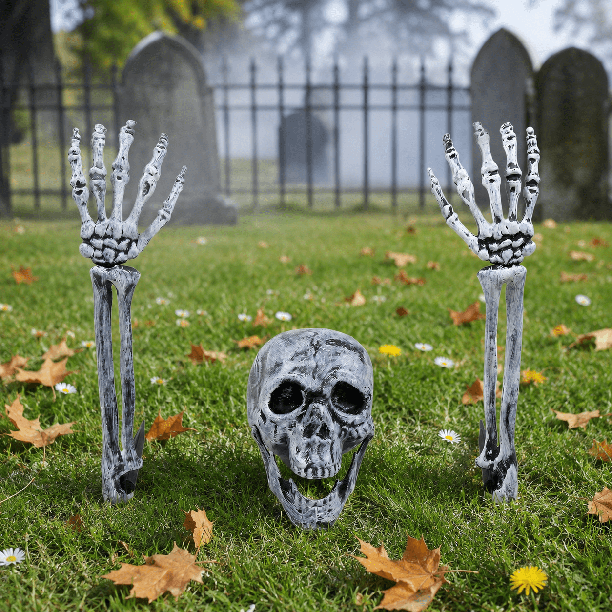 Kabuer Halloween Skeleton Decorations, Skeleton Stakes for Halloween Party Yard Outdoor Graveyard Props Decor