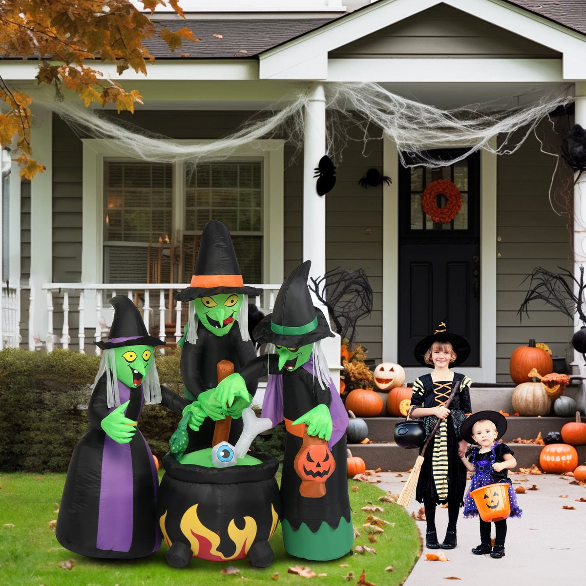 Ktaxon 6' Halloween Inflatables Outdoor Halloween Witches Decoration Blow up Witches