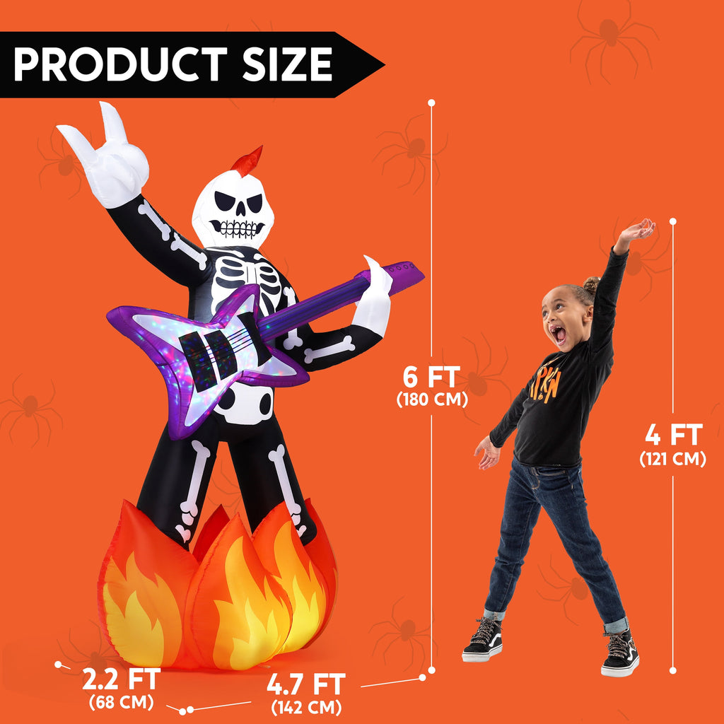 Joyfy 8 FT Halloween Inflatable Skeleton Dinosaur with Build-in LEDs Pumpkin Decorations,Halloween Outdoor Decorations Blow up Yard Decorations