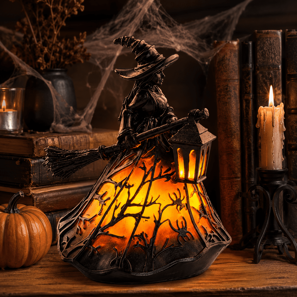 Diceymbol Halloween Decorations and Fall Decor, Halloween Venue Decoration Ghost Props LED Illuminated Ghost Decorations for Tabletop, Mantel, Shelf Indoor Outdoor 9.05 inch
