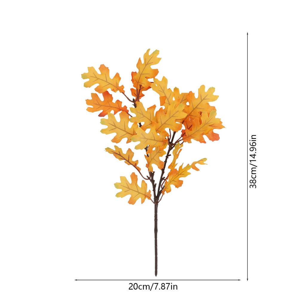 SCNOR Artificial Fall Oak Leaves 2-Pack, Faux Autumn Stems for Vase, Thanksgiving Halloween Table Decor