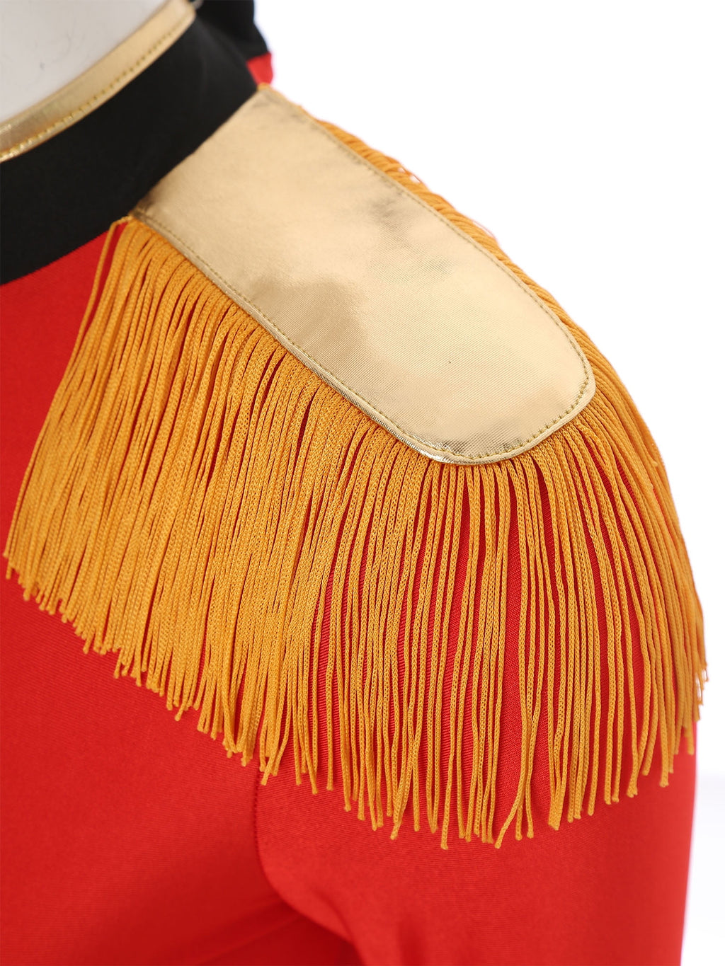 Haitryli Women's Circus Ringmaster Costume Tassel Leotard Bodysuit Halloween Cosplay Party Outfits Red L